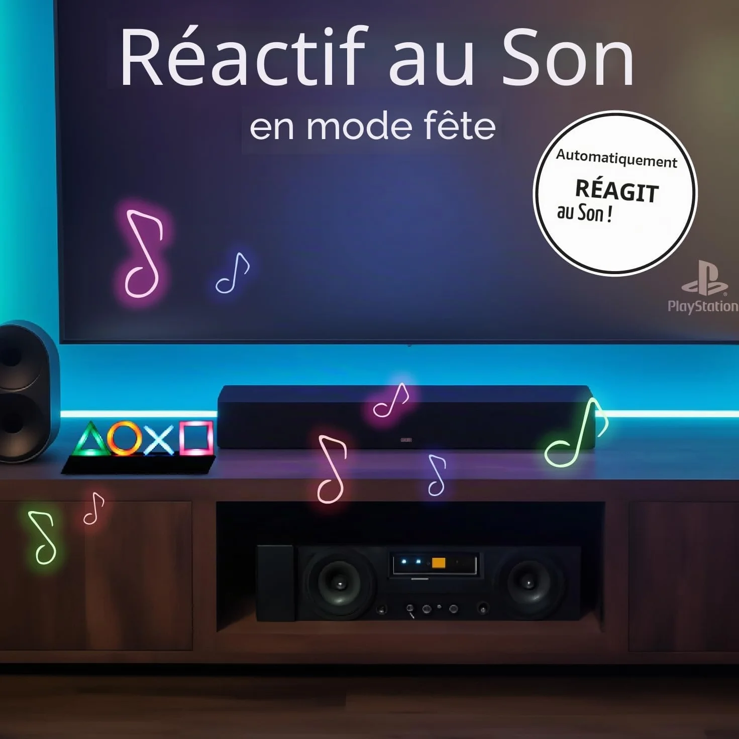 Paladone PlayStation Lumières Icones à 3 Modes - Réagit à la Musique