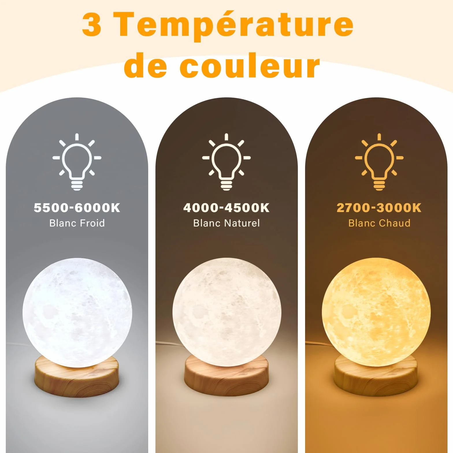 Lampe Lumière du Jour 10000 Lux sans UV 3 Températures de Couleur 4 Minuteries 5 Intensités Réglables Fonction Mémoire