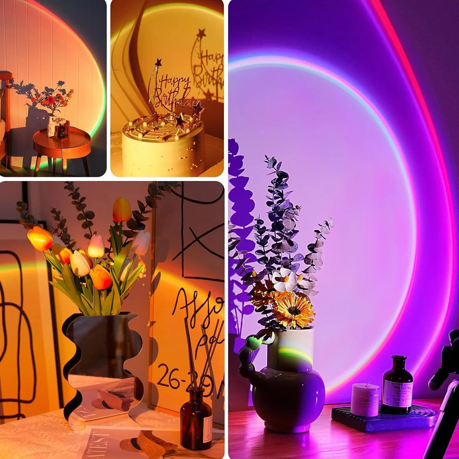 Lampe Coucher de Soleil LED Multicolore 360° avec Télécommande et Application