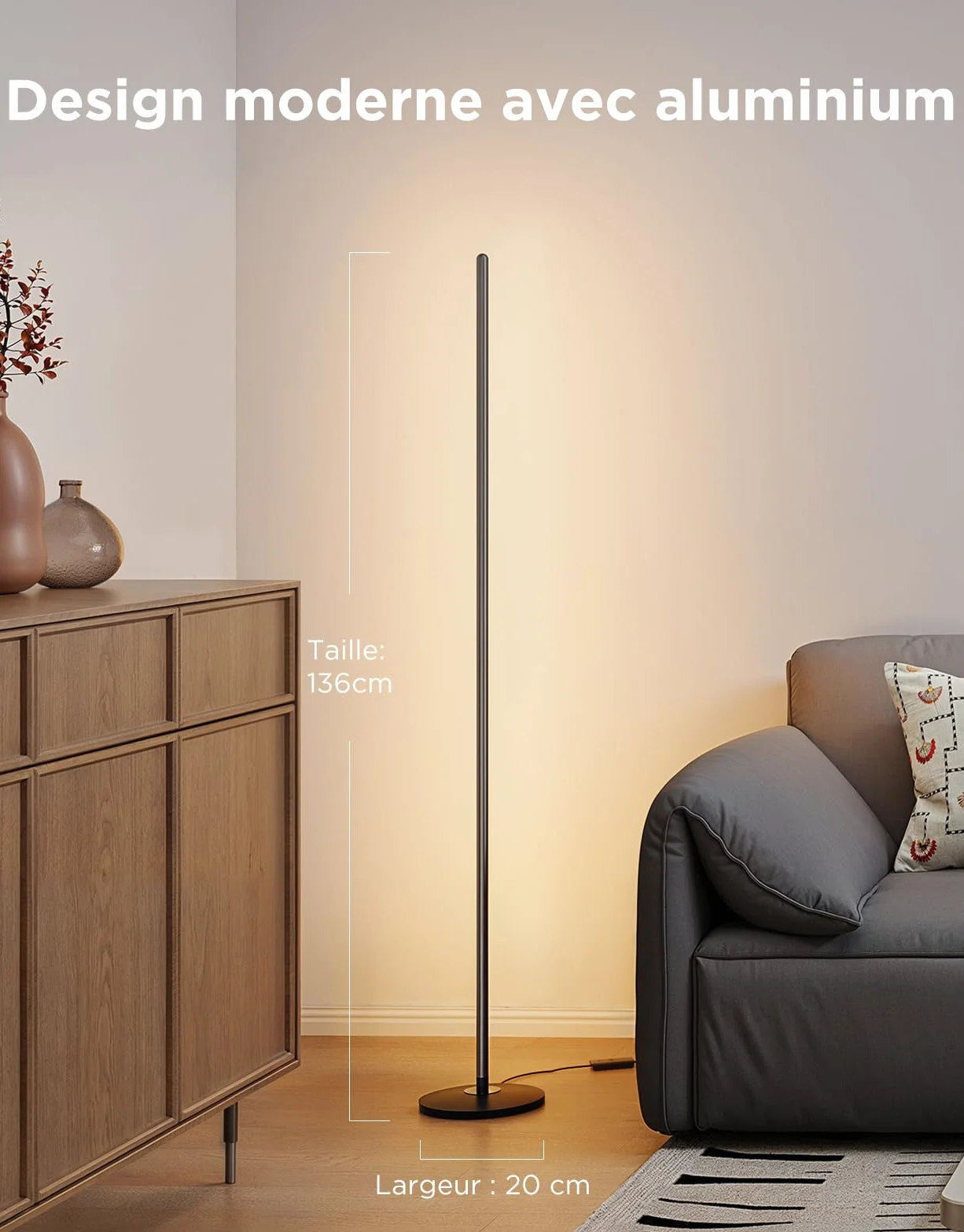 Govee RGBIC Lampadaire LED WiFi, Fonctionne avec Alexa Matter Google Assistant, Musique Sync, 16 Millions Couleurs 61 Modes de Scène