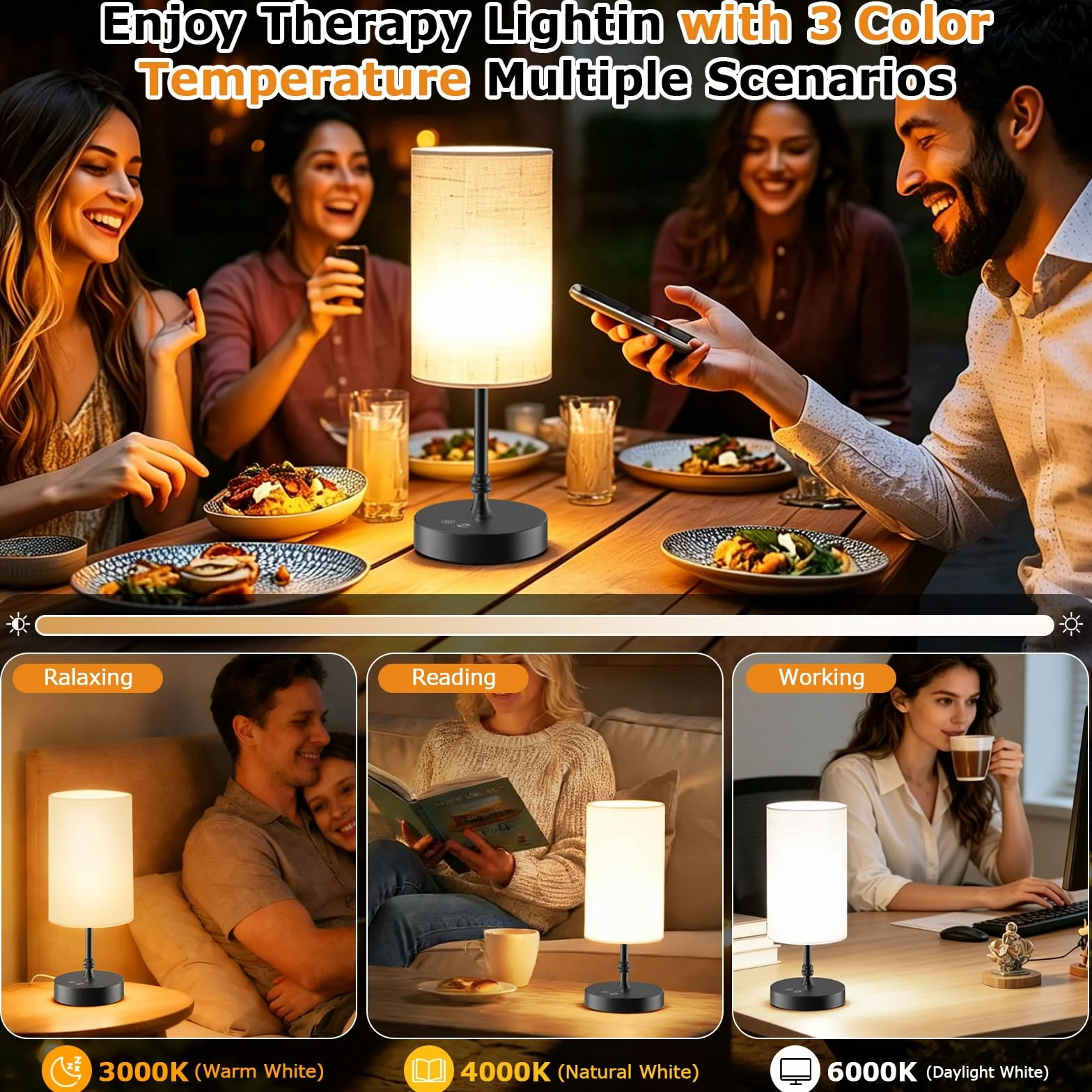 Lampe luminothérapie 12000 Lux avec télécommande, CRI95 plein spectre, intensité variable, minuterie, mémoire, éclairage 360° sans UV - Noir