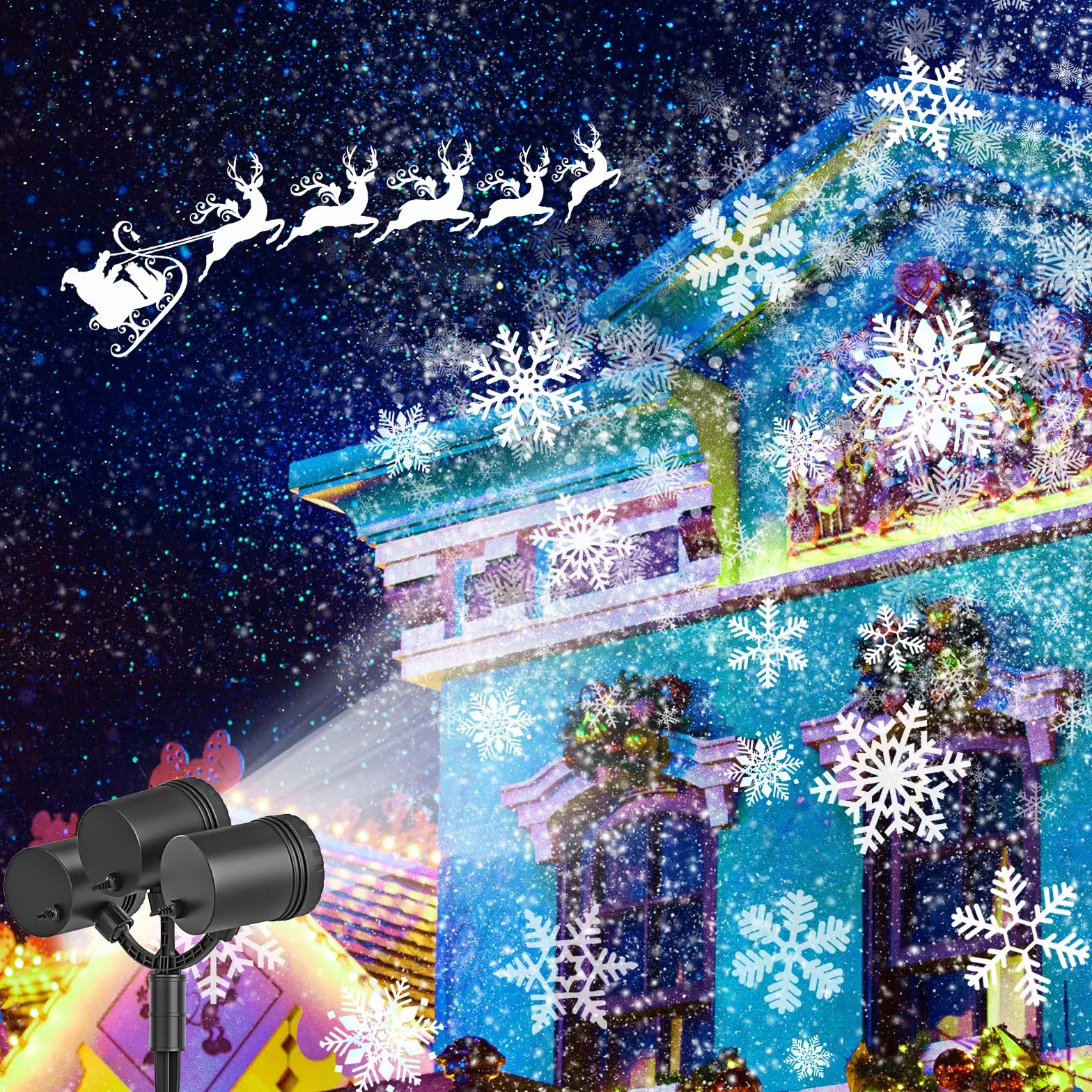 Projecteur de Noël à flocons de neige triple amélioré LED extérieur