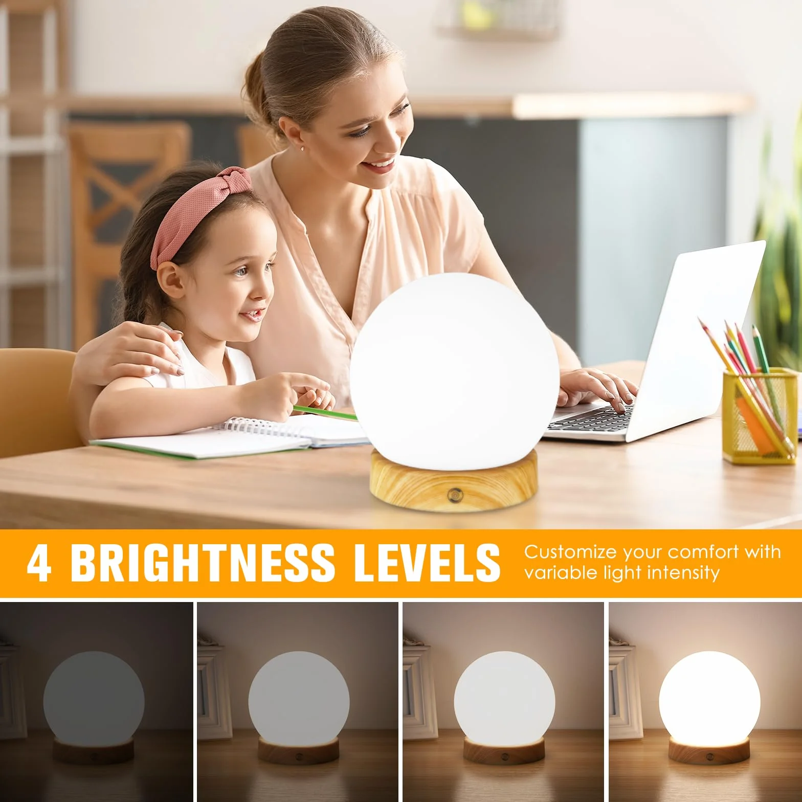 Lampe de luminothérapie 10.000 Lux, lumière du jour, télécommande, 3 températures de couleur, LED sans scintillement ni UV