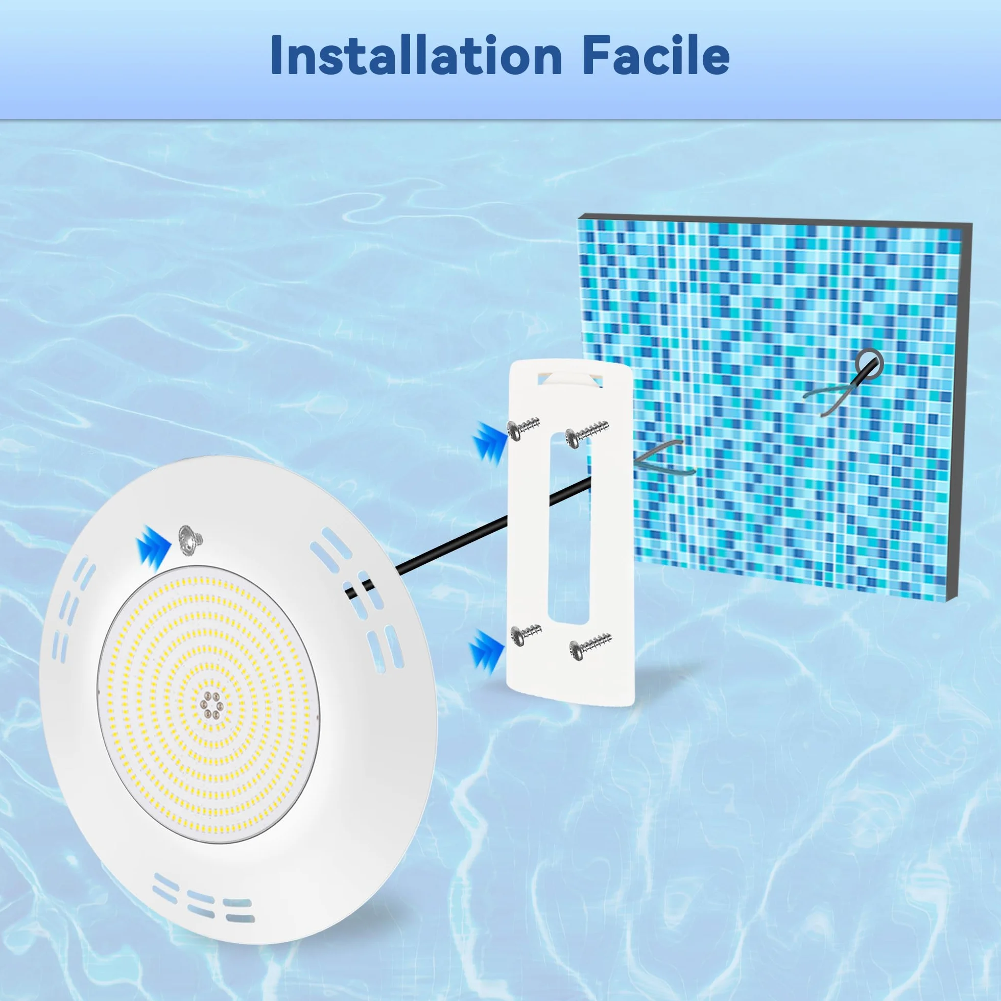 LyLmLe Projecteur Piscine LED 35W 3500lm 6000K IP68 12V AC/DC Montage en Surface