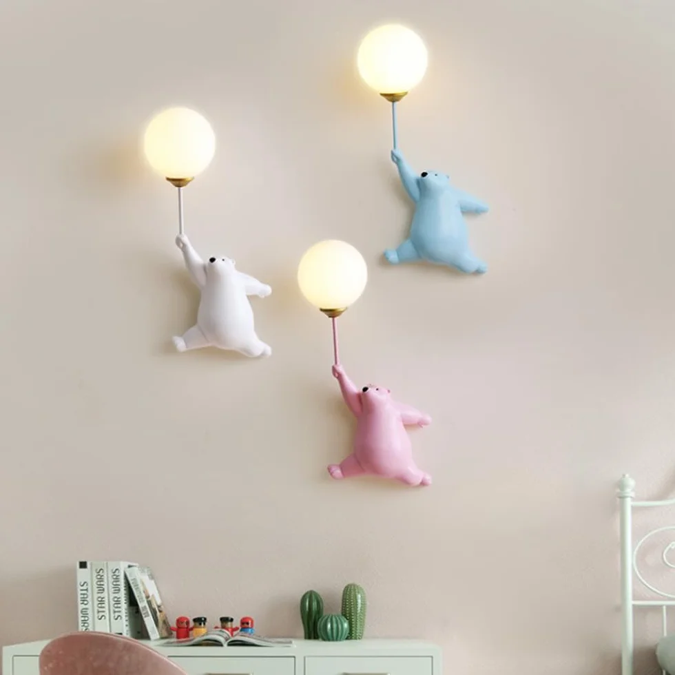 Applique murale ours dessin animé ballon G9 pour chambre enfant