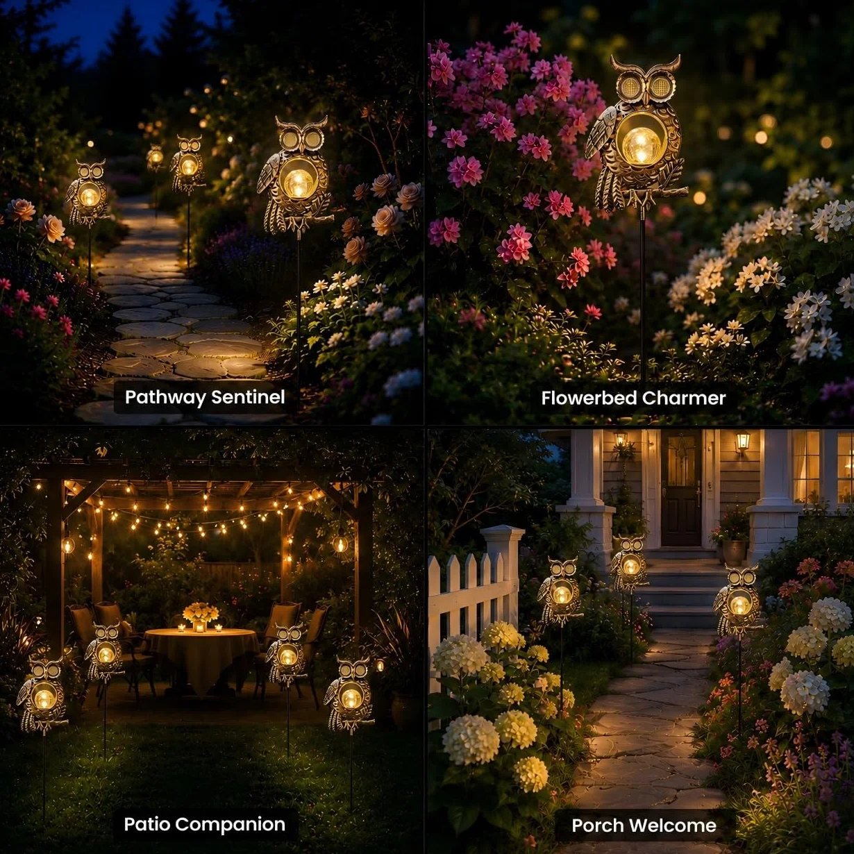 Lampes solaires extérieur hibou IP65 décoration jardin étanchéité