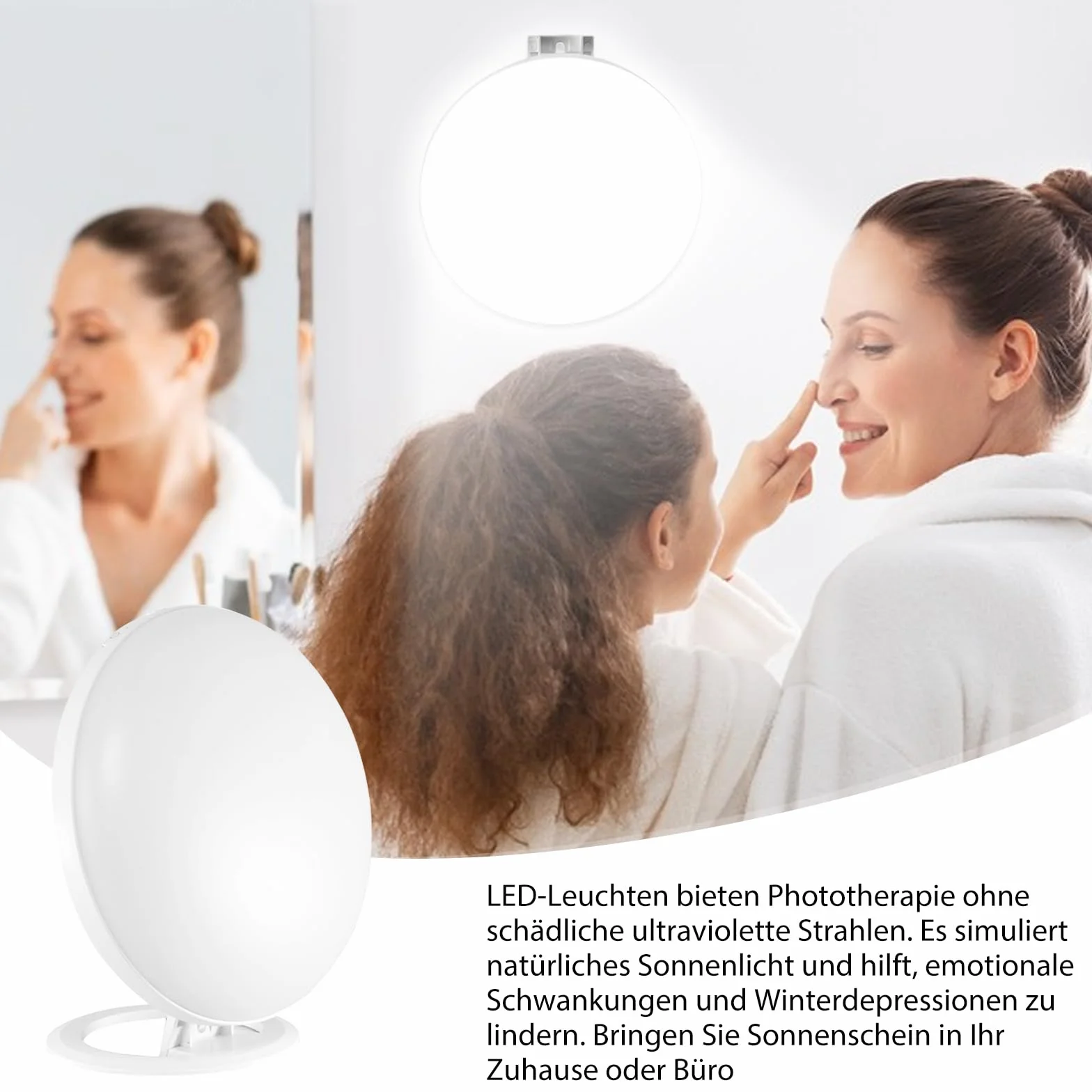 HOSPAOP Lampe de Luminothérapie 10000 Lux LED sans UV, Variateur Continu, 3 Températures de Couleur, Plein Spectre