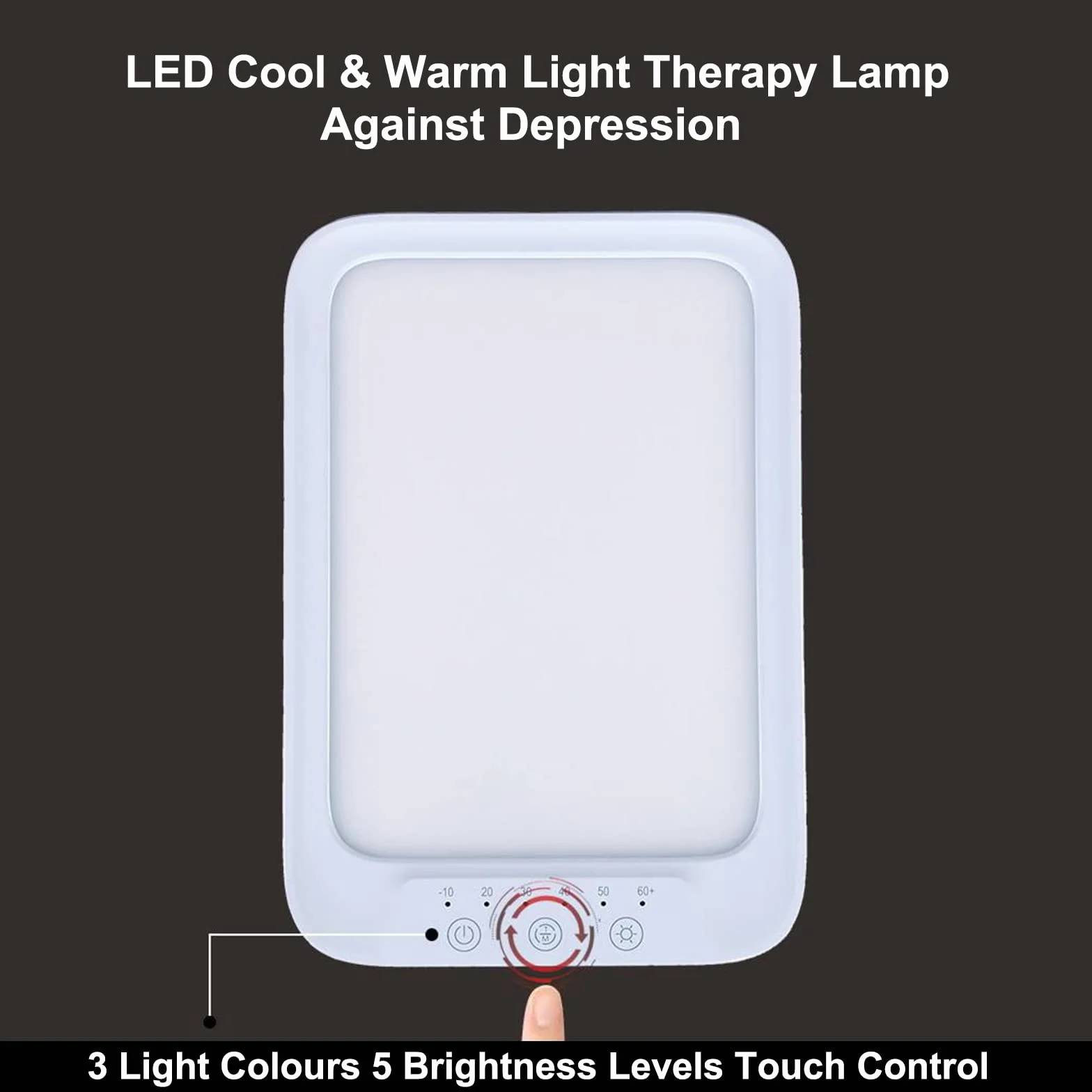 Lampe de Photothérapie LED 20000 Lux, Luminothérapie Froide et Chaude, 3 Couleurs, 5 Niveaux de Luminosité, Contrôle Tactile