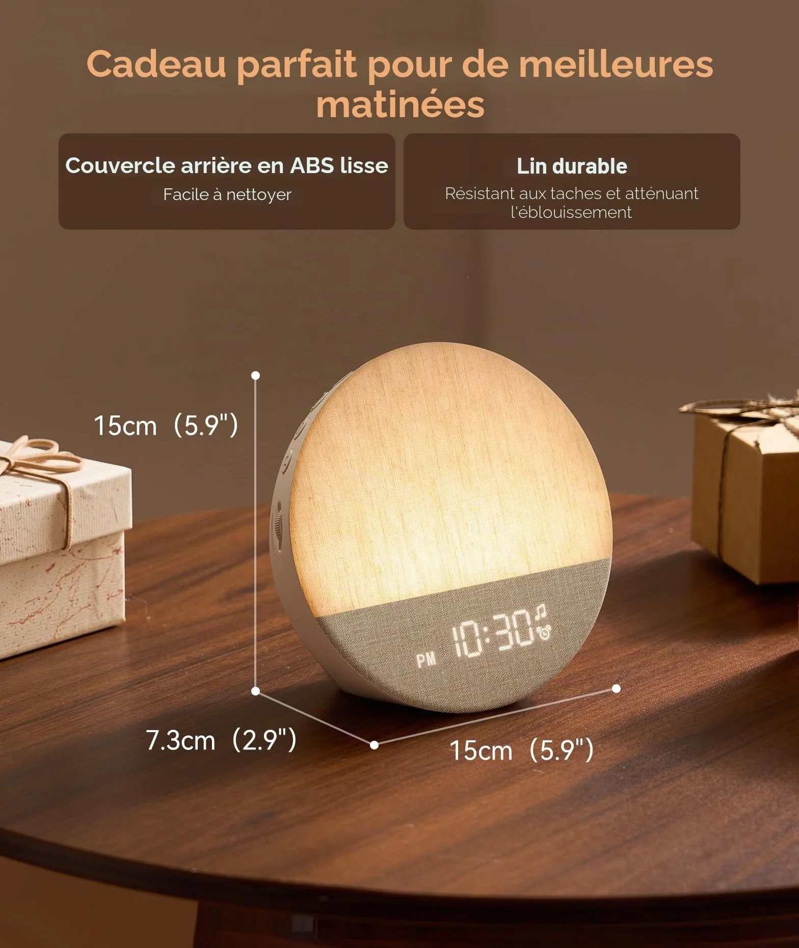 Dreamegg Sunrise 1 Reveil Lumineux Machine à Bruit Blanc 29 Sons, Simulateur D'aube, Veilleuse Intensité Variable, Reveil Lever de Soleil