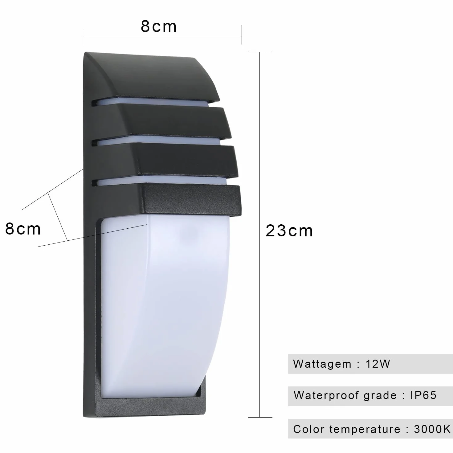 Comely 12W Applique Murale LED IP65 Etanche, Lumière Blanche Chaude 3000K
