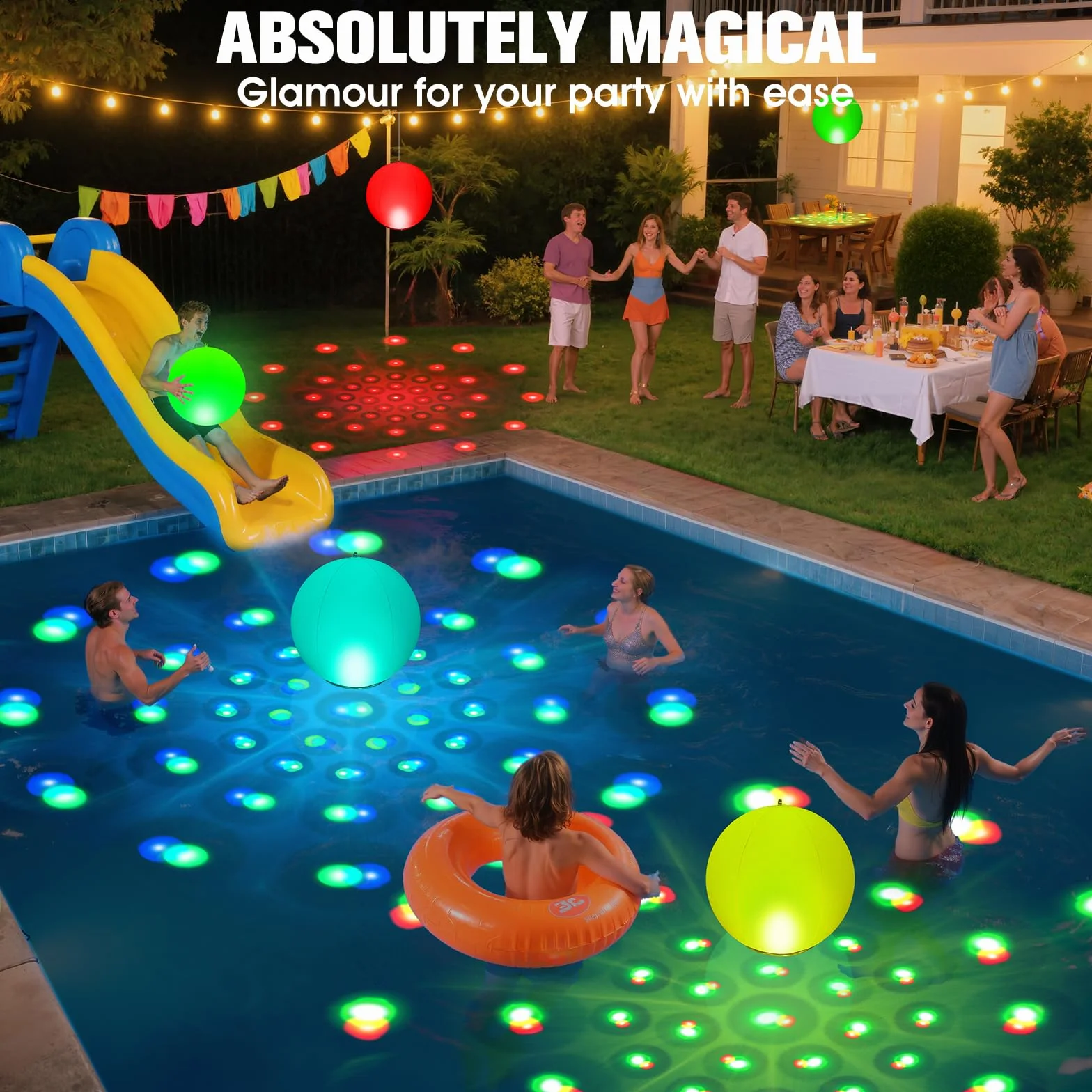 KingSom Lampe Flottante Piscine Solaire IP68 Ø38cm 2 Pièces