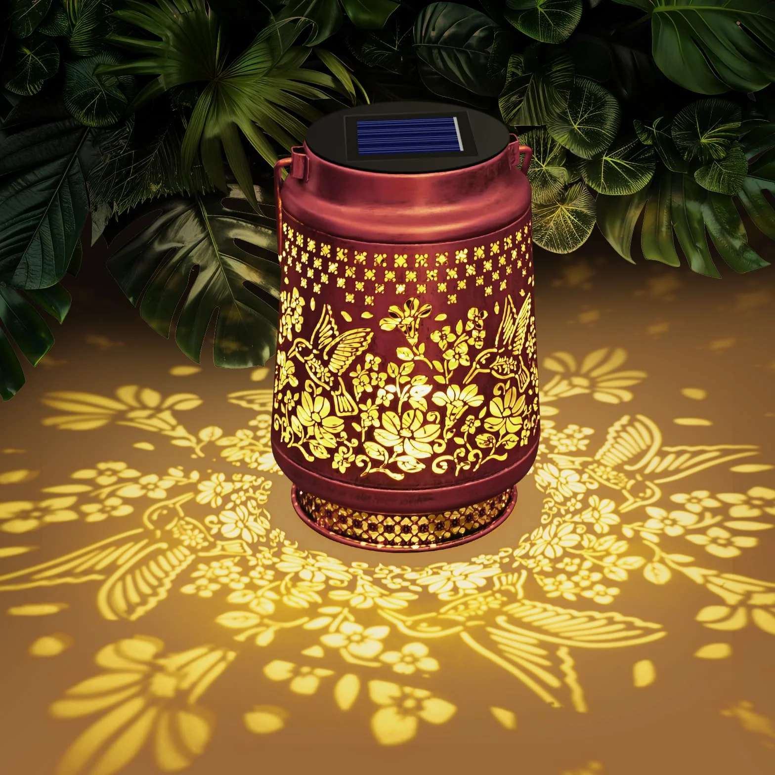 HOTUT Lanterne Solaire Exterieur Colibri, Lampe Solaire Jardin Métal IP65 Étanche LED Suspendue Suspendre/Poser