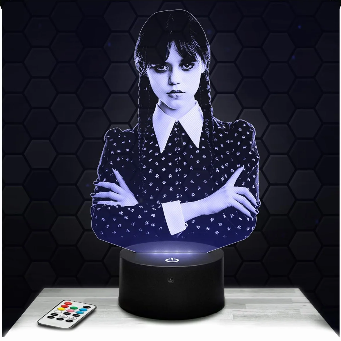 Lampe 3D Mercredi Addams Décoration Série, Veilleuse Adulte Effet Hologramme