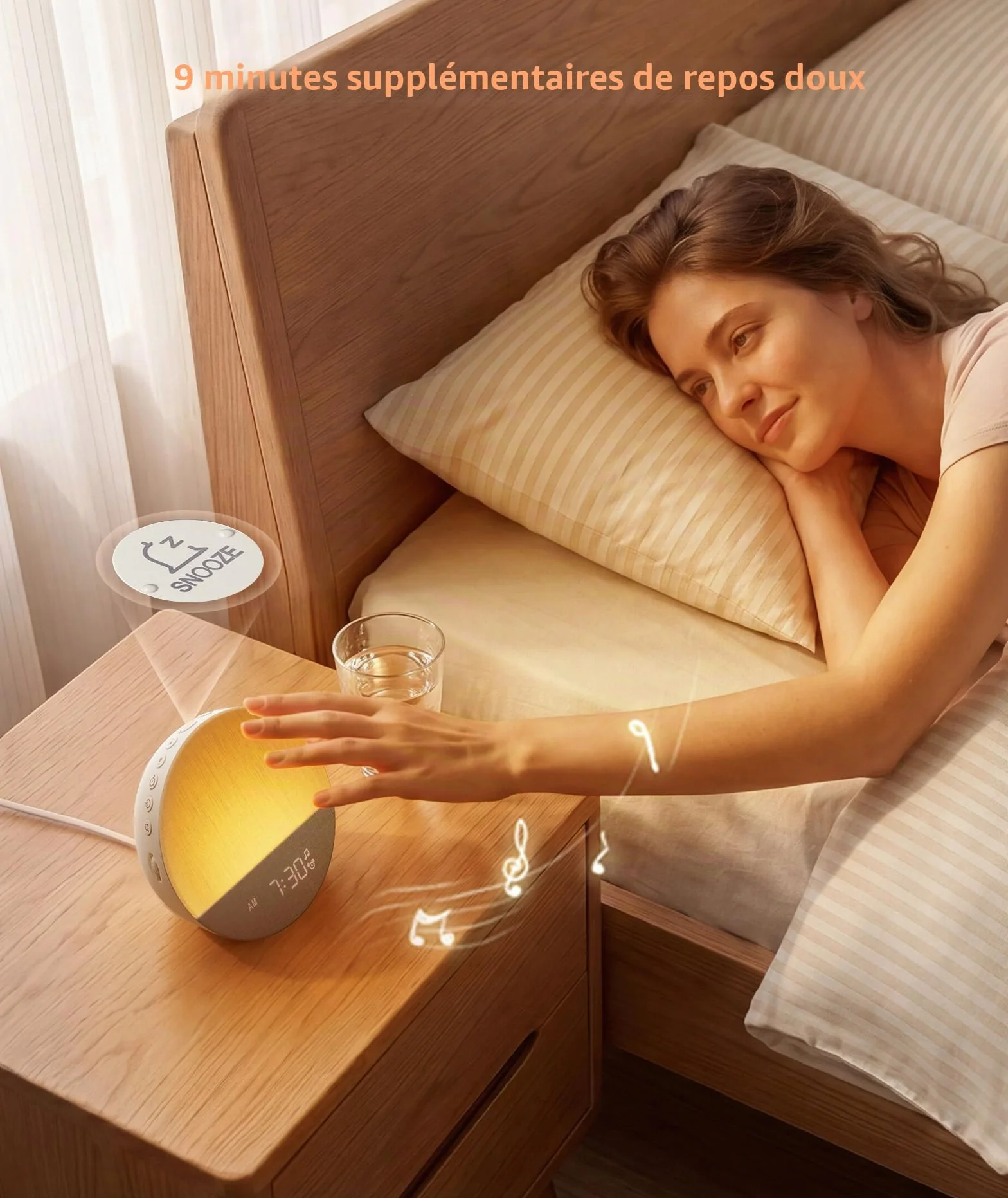 Dreamegg Sunrise 1 Reveil Lumineux Machine à Bruit Blanc 29 Sons, Simulateur D'aube, Veilleuse Intensité Variable, Reveil Lever de Soleil