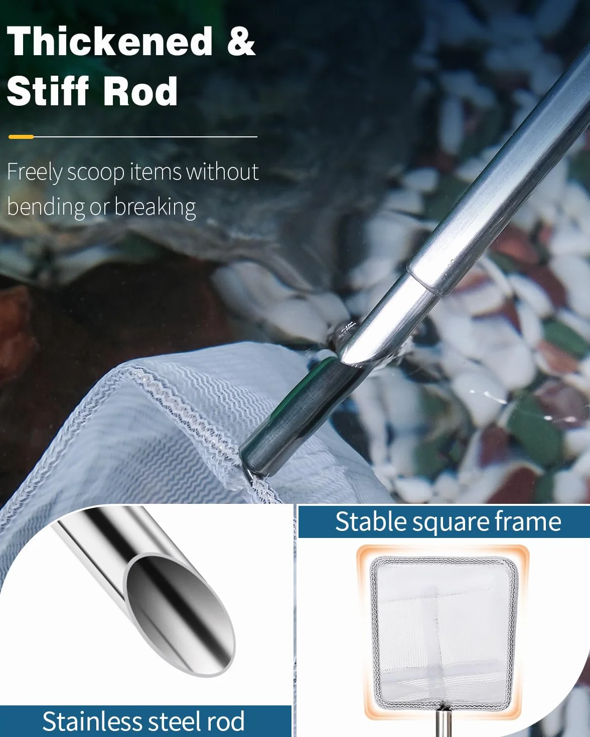 Pawfly Filet pour crevettes d'aquarium 5-10 cm Mini-Filet de pêche avec poignée Extensible en Acier Inoxydable Mailles Souples pour Aquariums