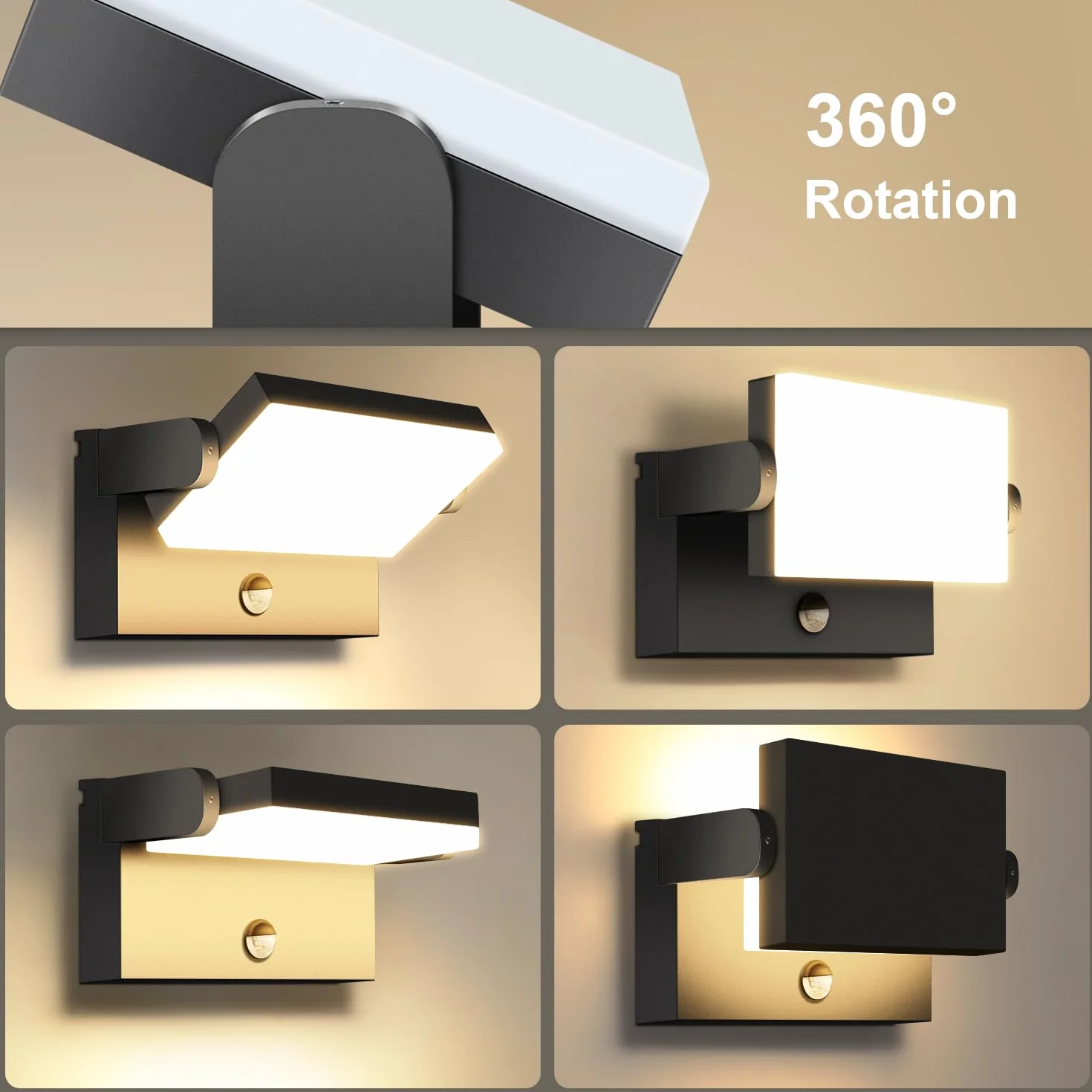 Ledmo 60W Applique Murale Exterieur avec Détecteur de Mouvement 5000LM Noir IP65