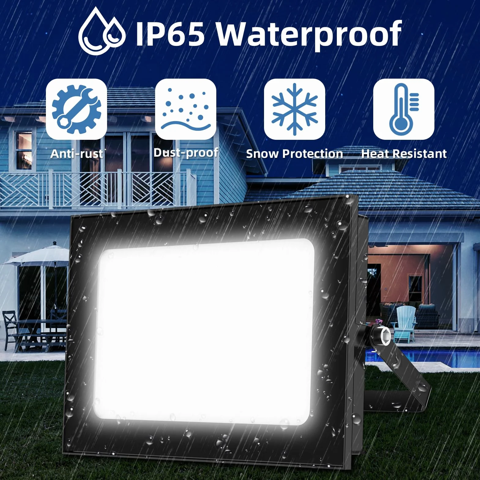 Papasbox Projecteur LED 12V 10W 800LM 6000K IP65 Jardin
