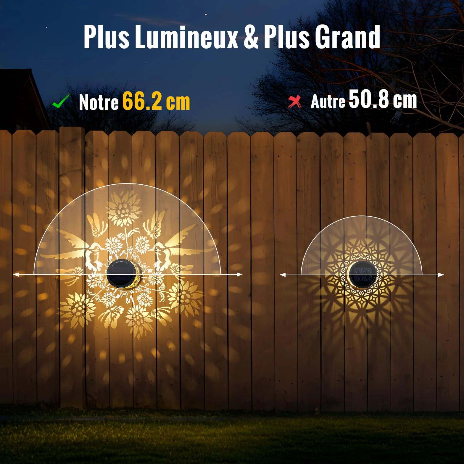 Lampe Solaire Exterieur Decorative Jardin Lot 2 Applique Murale Lanterne Clôture Étanche IP65