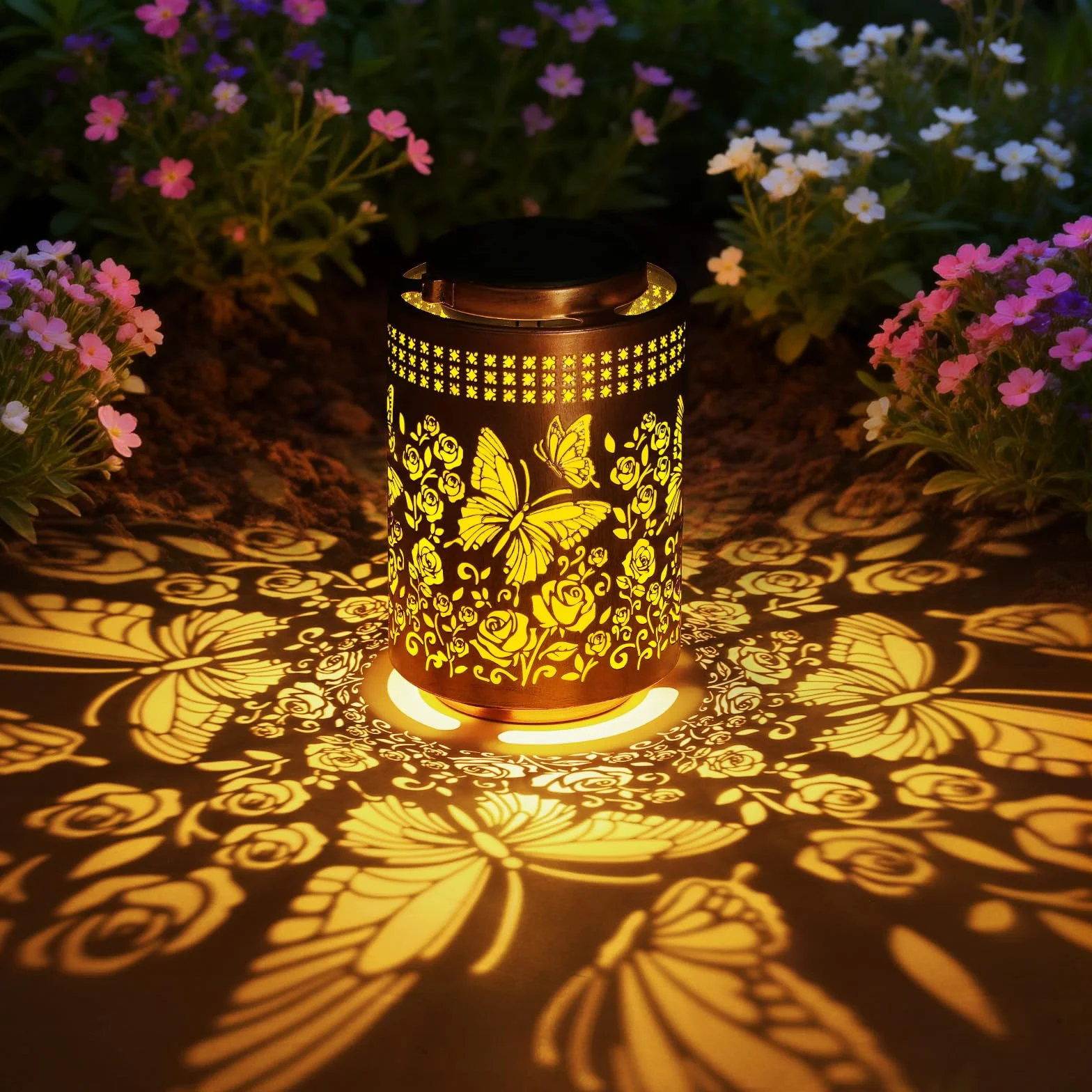 Lanternes solaires imperméables papillon métal décoration extérieure jardin pour femmes maman grand-mère