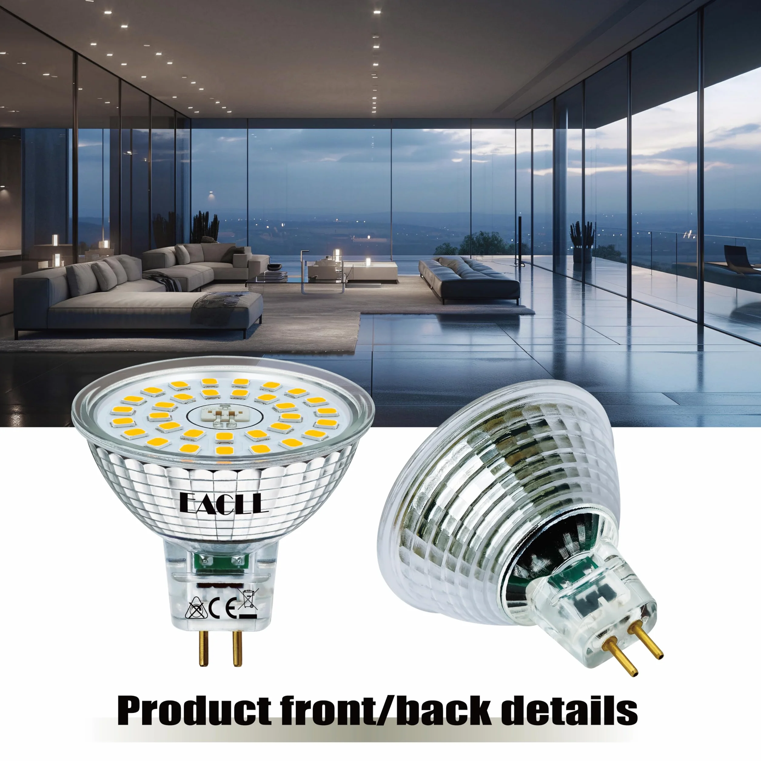 Ampoules LED GU5.3 Blanc Neutre 6.5W Équivalent MR16 60W Lot de 6 4000K 580lm 120° Non Dimmable 12V