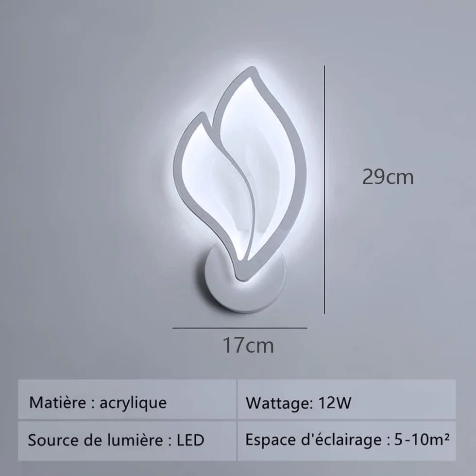 Applique Murale LED 12W Forme Feuille Acrylique Moderne pour Chambre Enfant Bureau Couloir Salon