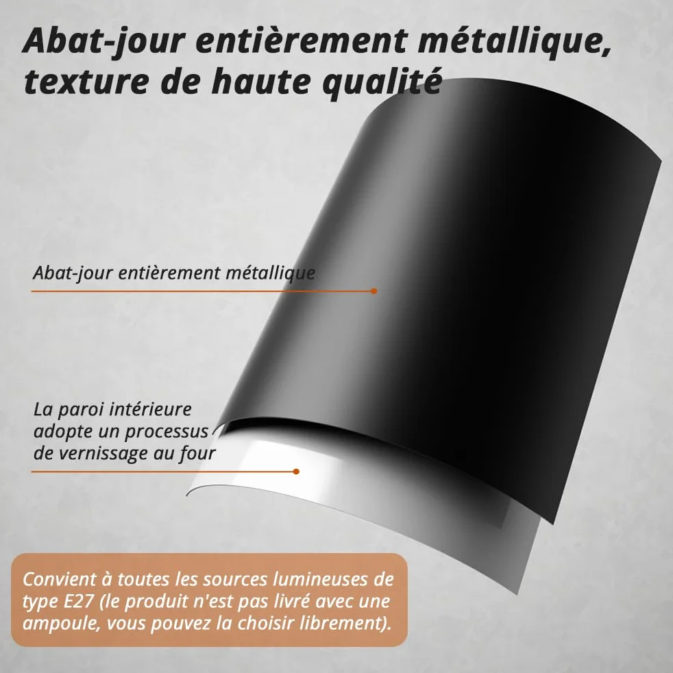 Lampadaire Industriel Rétro E27 146cm 230V Métal Noir OUSFOT