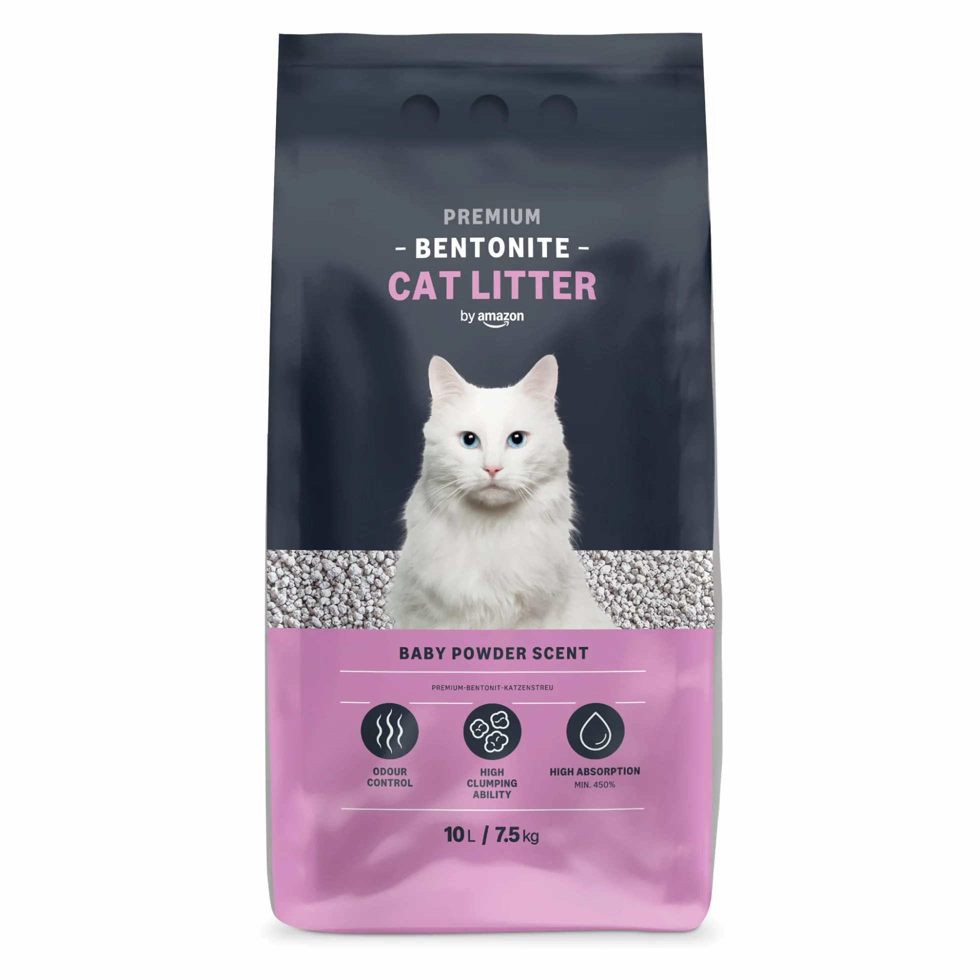 Amazon Litière pour Chat Premium avec Bentonite, Parfum Talc, 10L