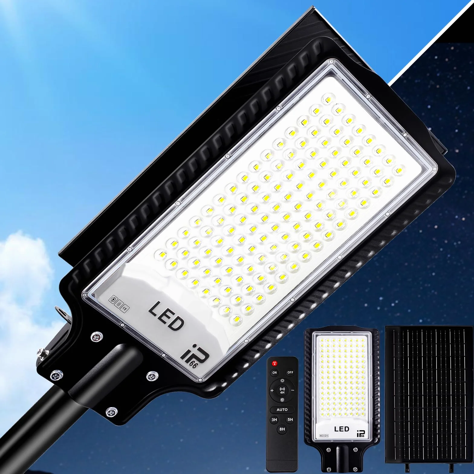 Eleganted 2pcs 100W LED Réverbères Lampe Exterieur 6500K IP66 Étanche Pour Rue Garage