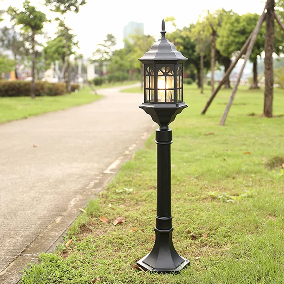 Lampadaire extérieur classique E27 80 cm IP55 Noir imperméable