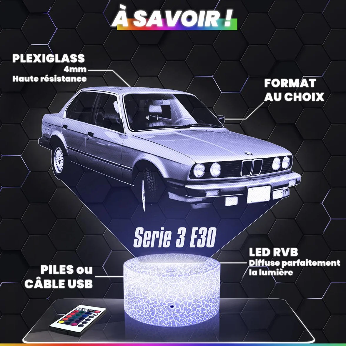 Lampe 3D Voiture 4L, Veilleuse Tactile LED Effet Hologramme, Idée Cadeau Fan de Voiture