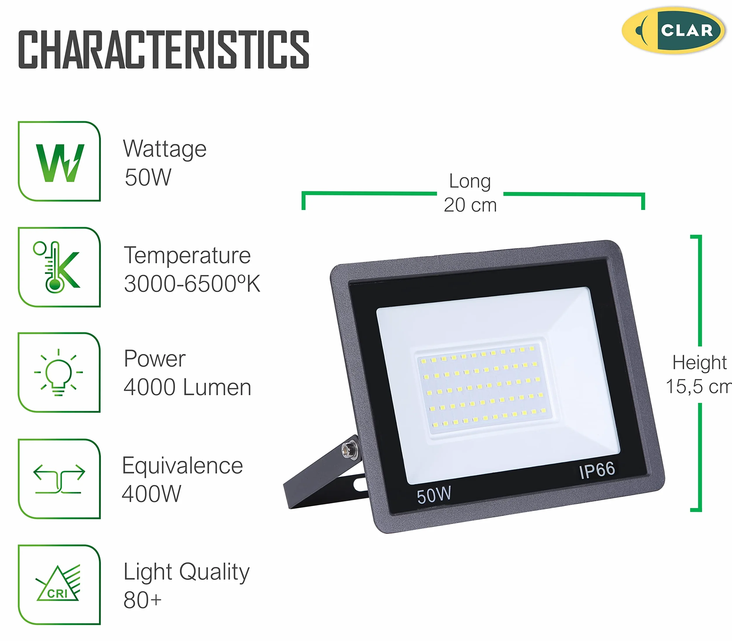 Projecteur LED Extérieur 50W 6000K Pack 5