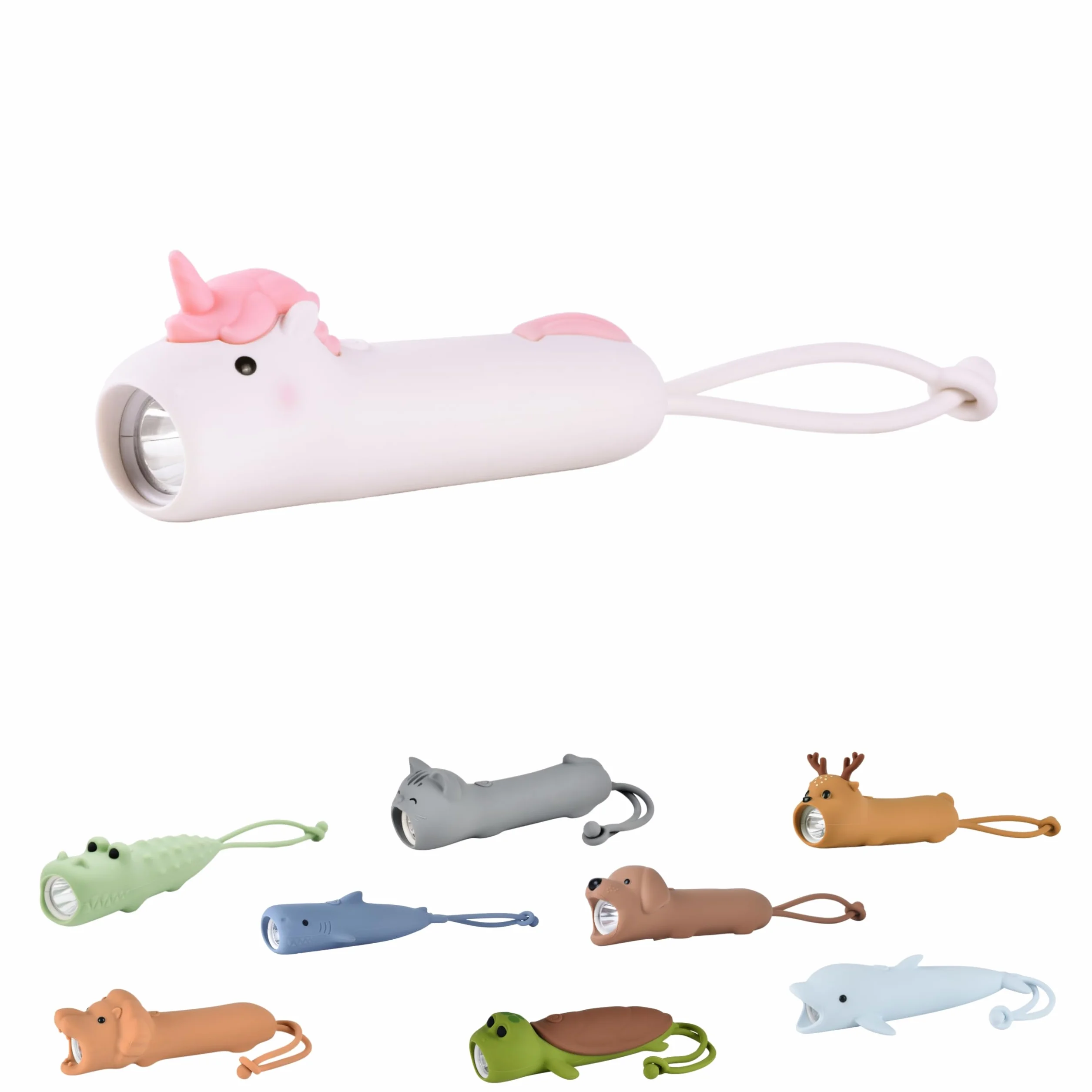 Winkee Lampe Torche Enfant Rechargeable LED Silicone Licorne Camping Randonnée Voyages Batterie Intégrée 12 h Autonomie