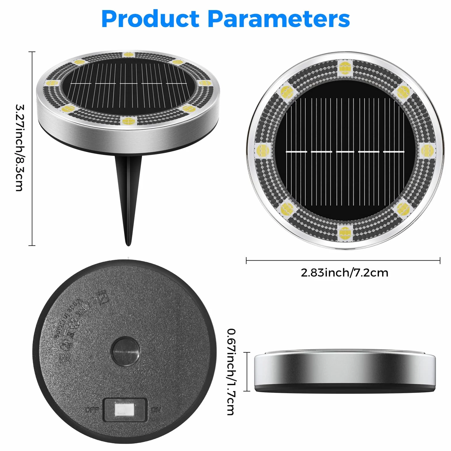 Lampe Solaire Au Sol Lot de 12, Lumiere Solaire Exterieur Jardin 8 LED, Étanche Spot Solaire Extérieur, Eclairage Solaires pour Terrasse Allée Chemins Pelouse Cour Piscine Blanc Froid