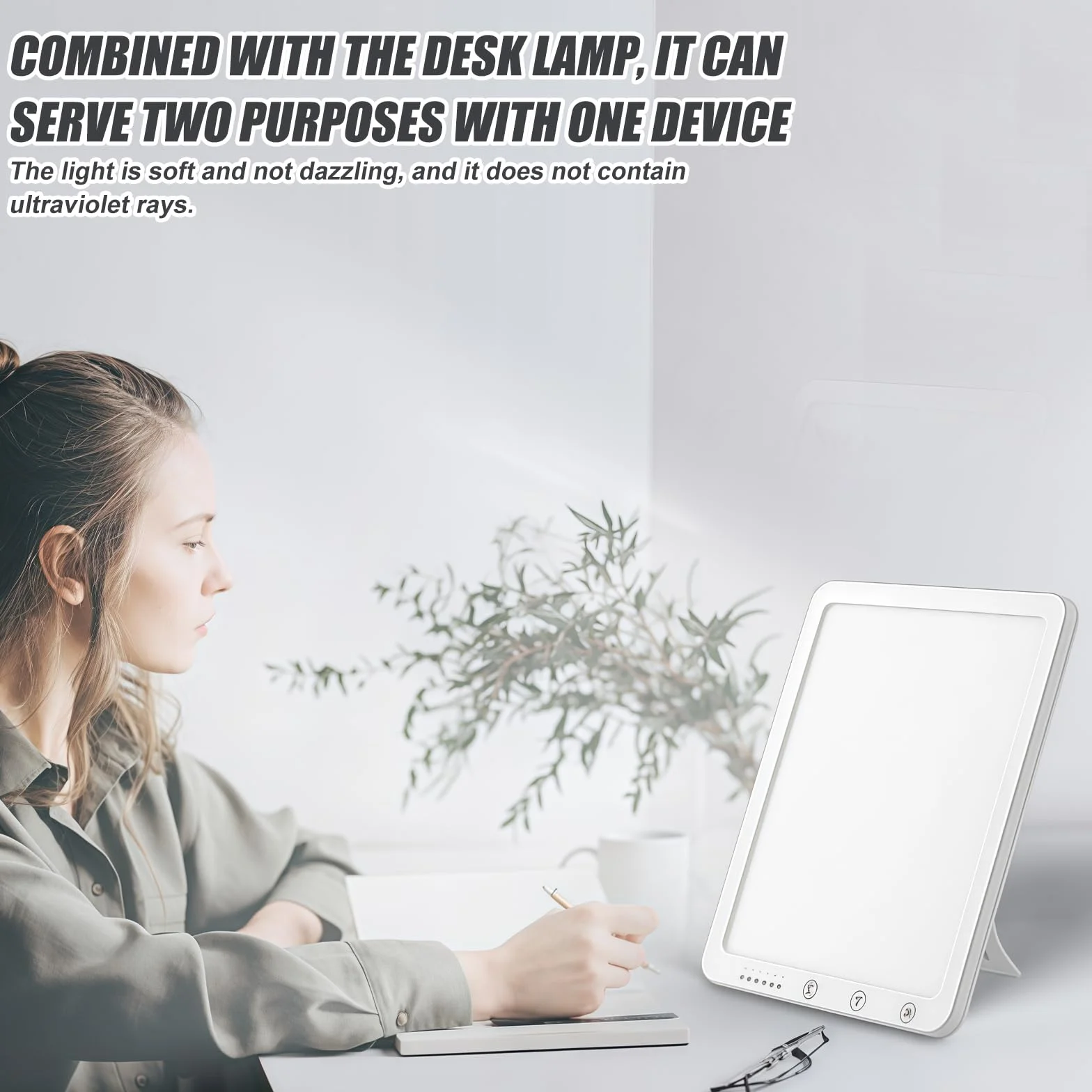 Lampe luminothérapie LED 10 000 lux intensité variable 5 niveaux luminosité 3 températures minuterie