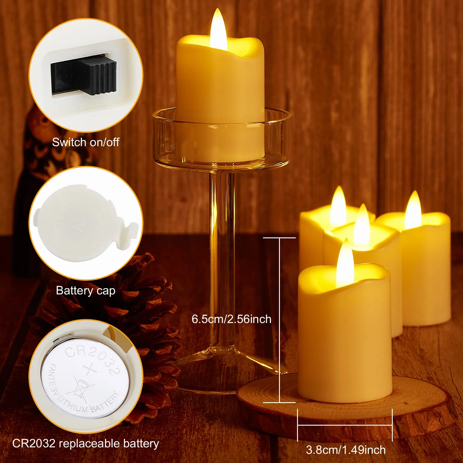 Bougies LED suspendues Lot de 12, sans flamme, ivoire, avec minuteur, effet dégradé (blanc chaud)