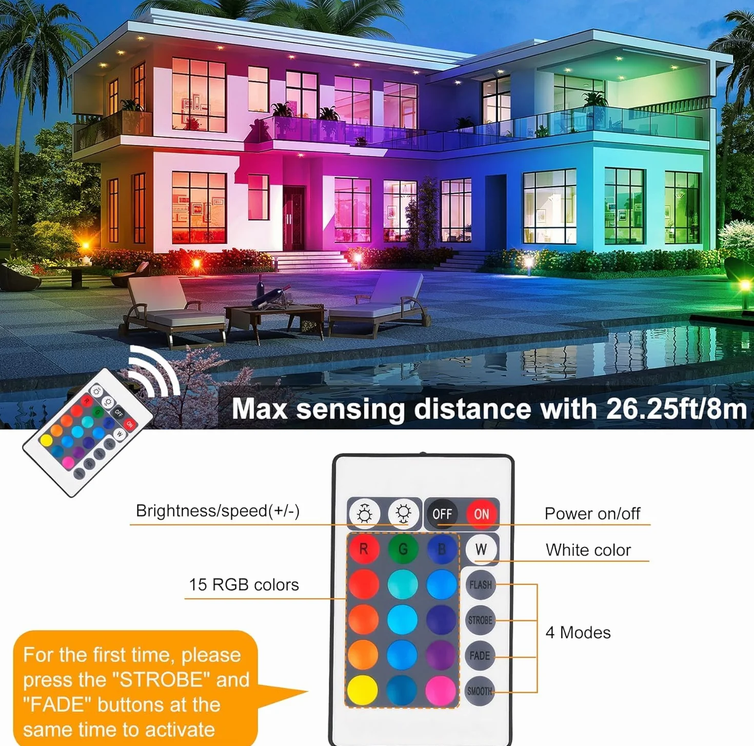 NATPOW Projecteur RGB LED Extérieur 100W IP66, Spot de Couleur avec Télécommande, 16 Couleurs 4 Modes, 4 Pièces