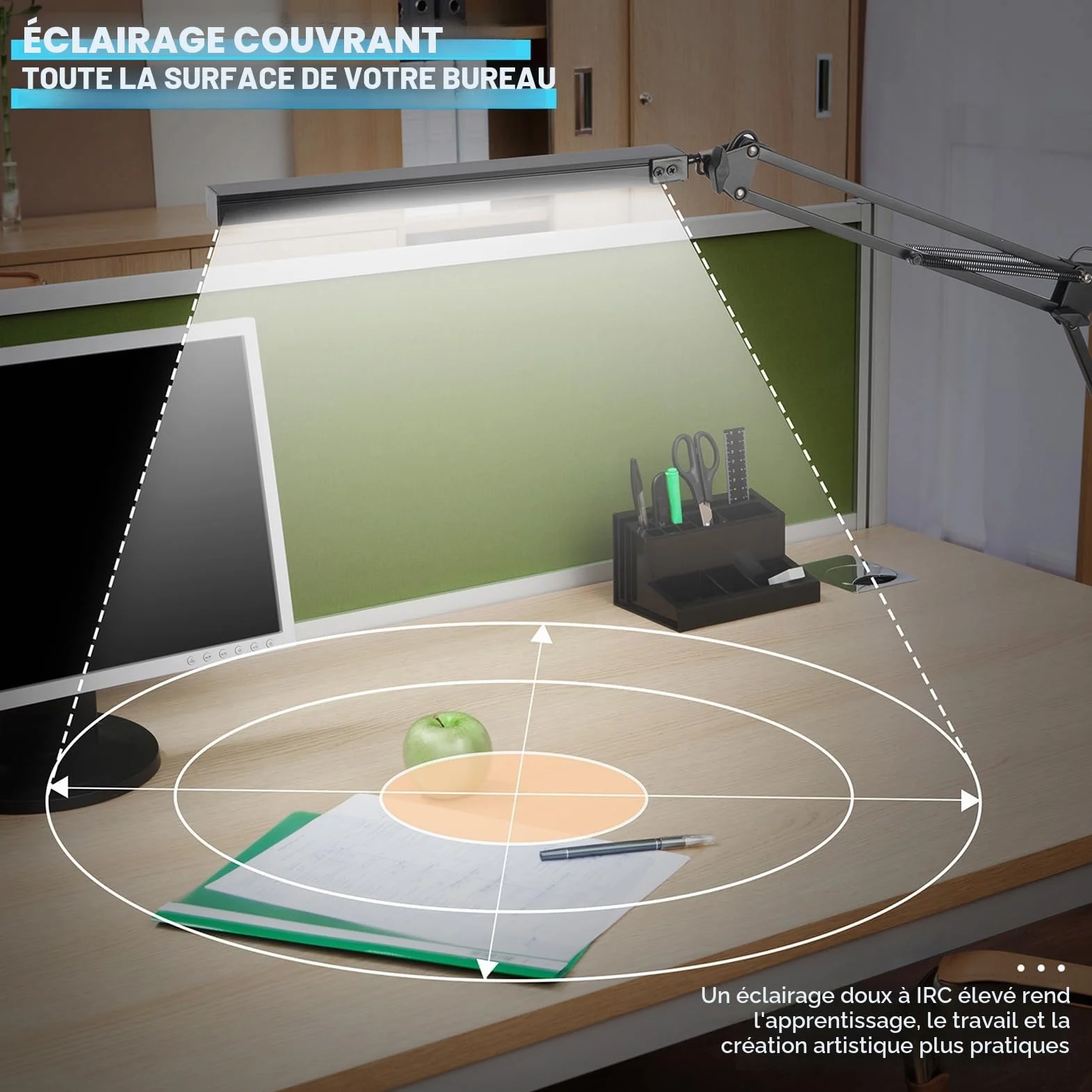 BIENSER Lampe de Bureau LED Architecte 14W Pliable avec Pince, 10 Niveaux de Luminosité x 3 Modes de Couleur, Réglable