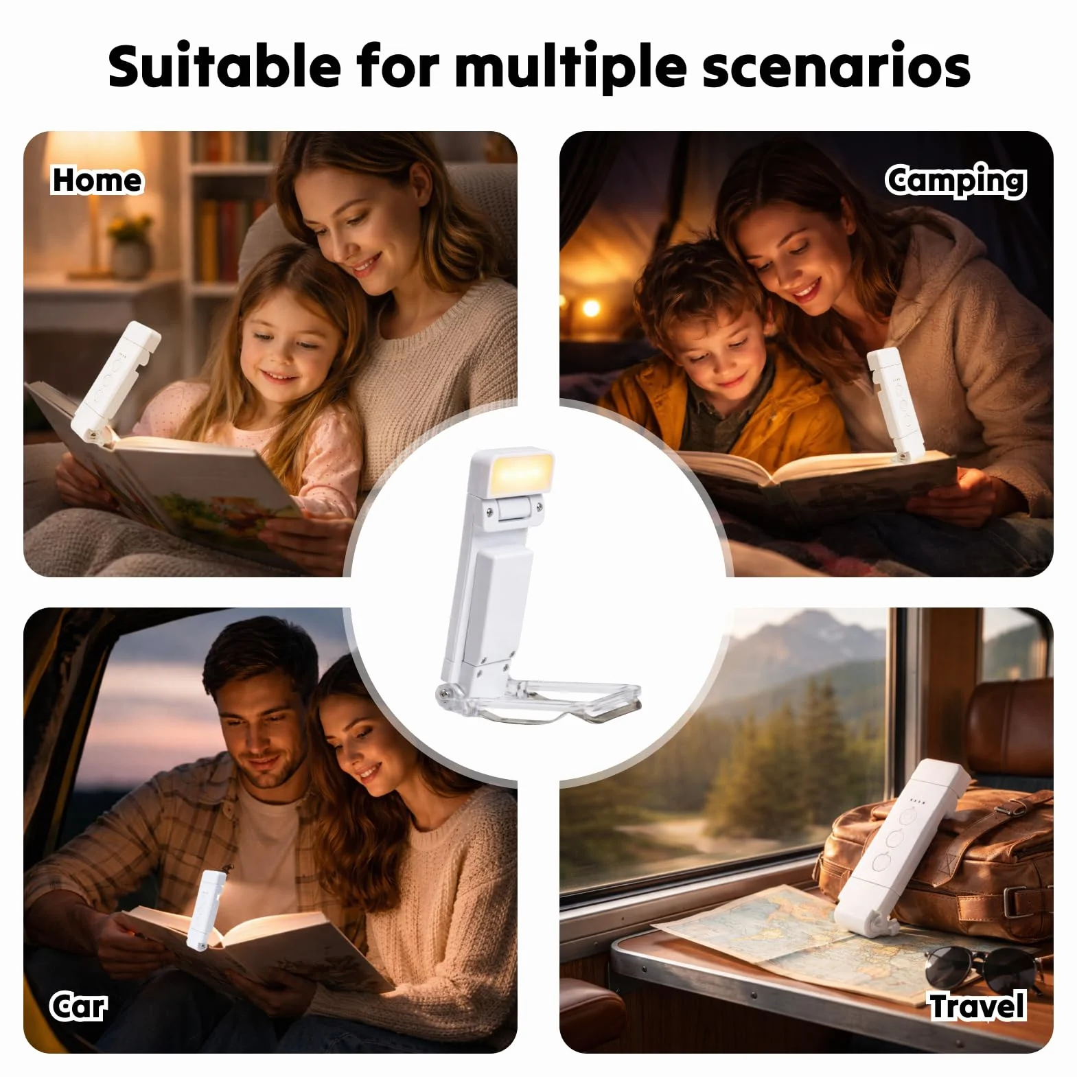 Lampe de Lecture Rechargeable à Clip, 3 Températures × 5 Niveaux, Batterie 500 mAh USB