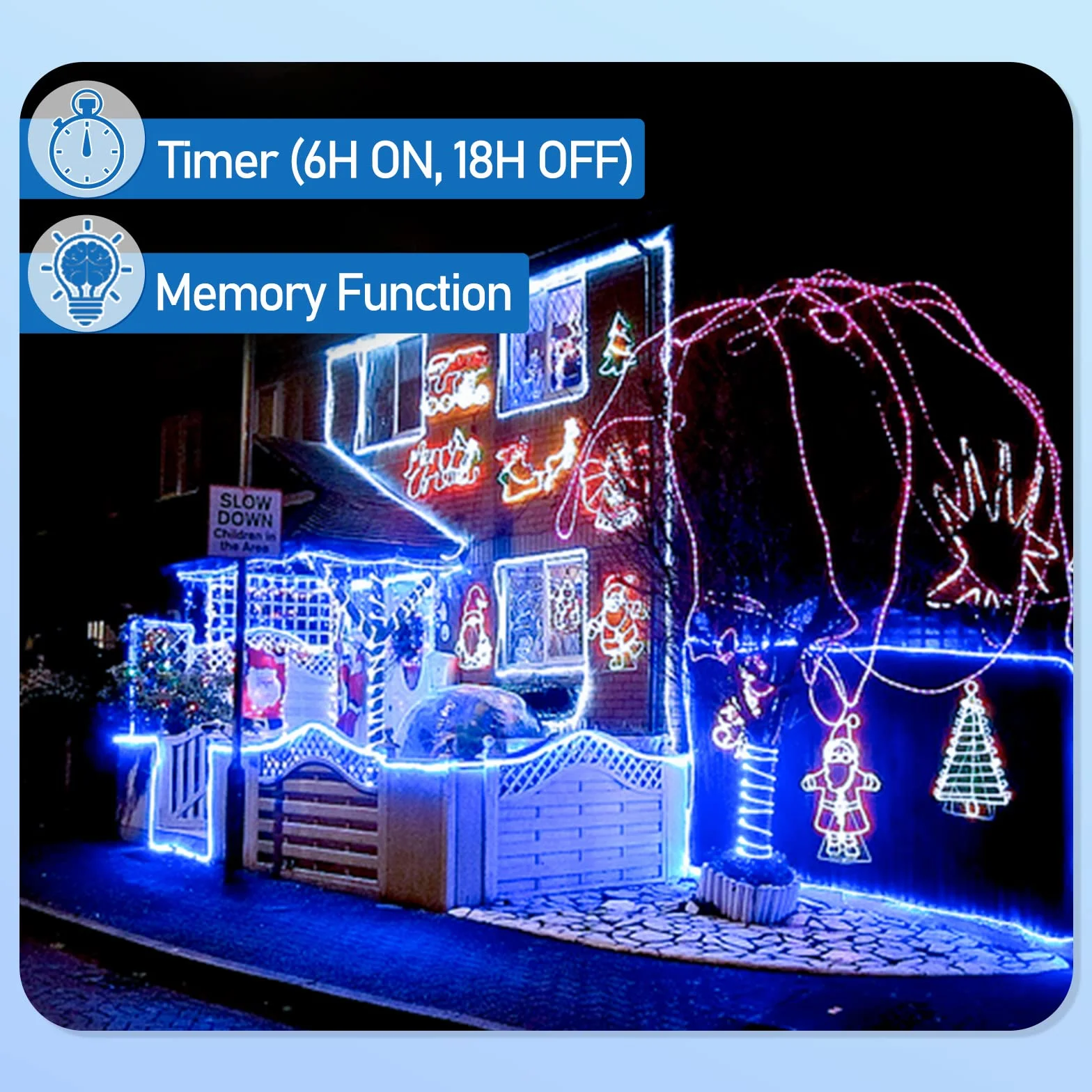 Tube lumineux à LED 20M Flexible, Guirlande Lumineuses Extérieur Intérieur 8 Modes, Étanche Jardin Bleu