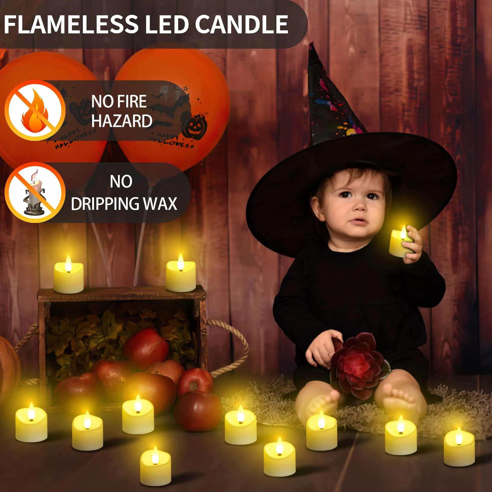 Bougies LED 12 pièces avec télécommande et minuterie, flamme vacillante, piles, décoration Noël Halloween
