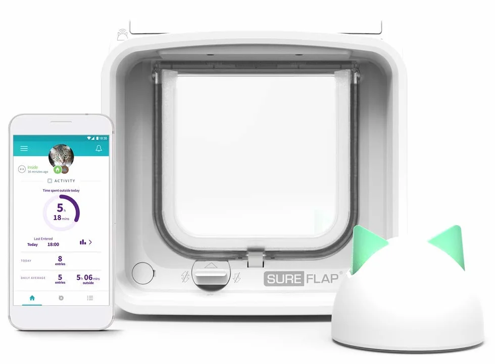 Sure PetCare Chatière à Puce électronique Connect SureFlap avec Hub, Technologie DualScan, Contrôle par Application