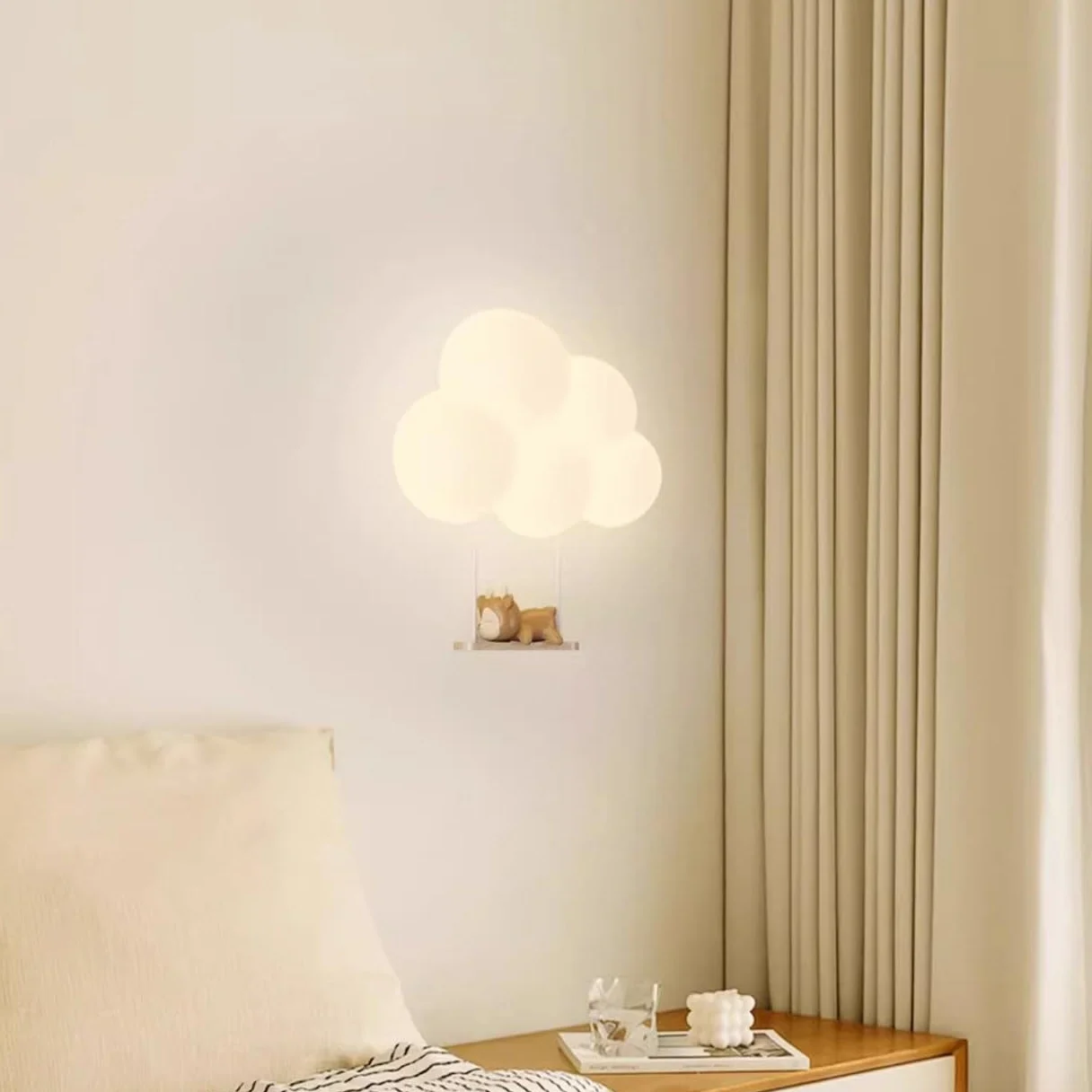 Appliques murales LED nuage enfant chambre fille abat-jour lait blanc intensité variable