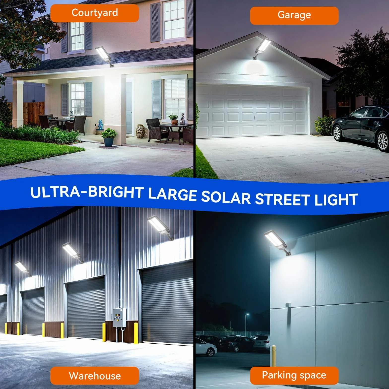 Lampadaire solaire d'extérieur IP66 avec télécommande et détecteur de mouvement