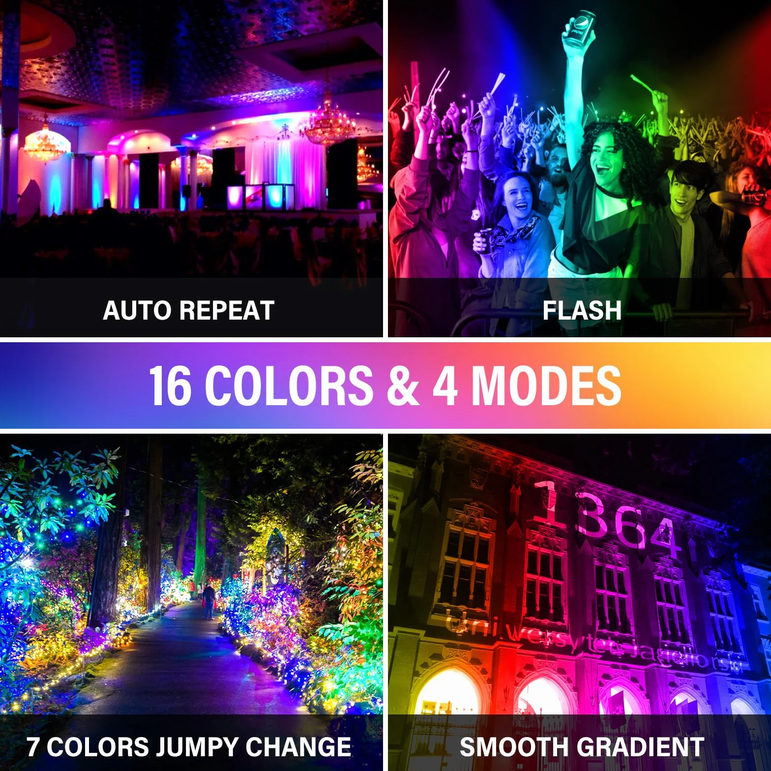Projecteur LED RGB Exterieur 30W 16 Couleurs 4 Modes IP66 Jardin