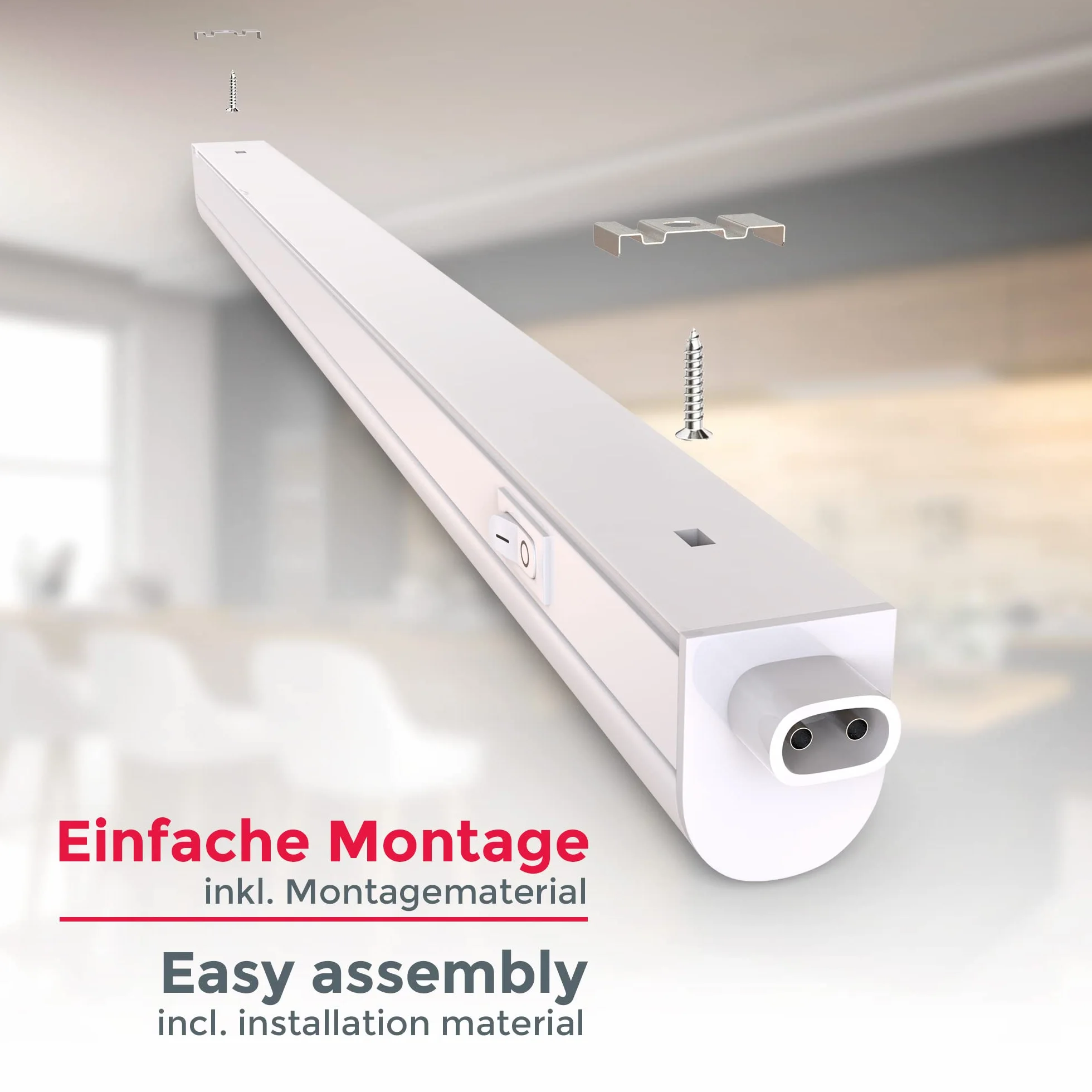 B.K.Licht réglette LED 8W 573mm 700Lm 4000K blanc neutre cuisine atelier