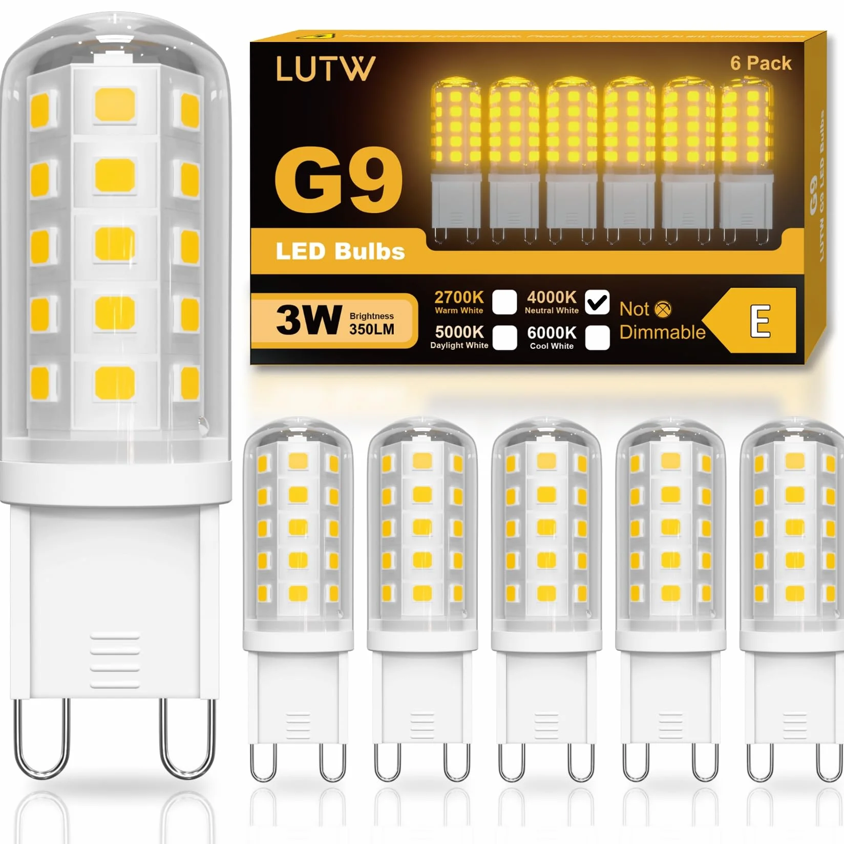 Ampoule LED G9 Blanc Neutre 4000K 3W Équivalent 30-40W 350LM Lot de 6
