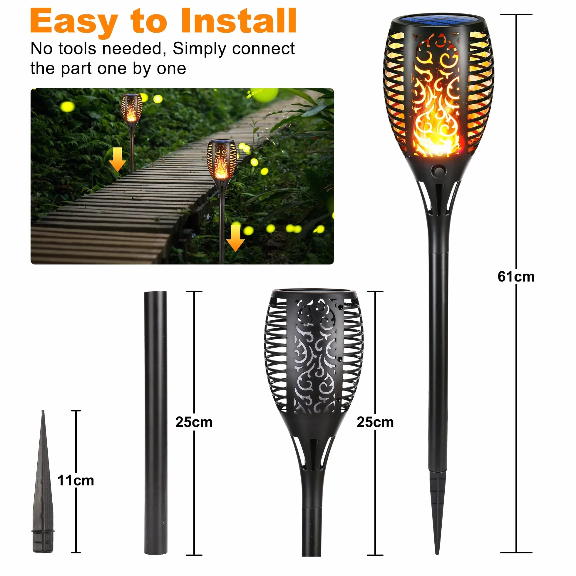 Moxled Lampe Solaire Flamme Exterieur 33 LED Etanche Torche Solaire Jardin Patio