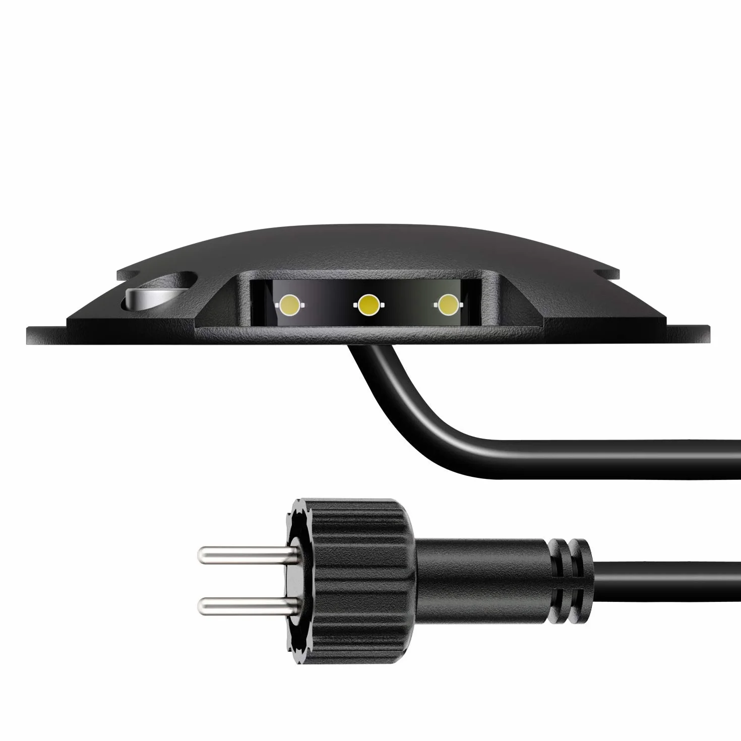 ledscom.de Lampe LED de sol en saillie Bunda 4 flammes extérieur noir carrossable blanc chaud 6 pièces