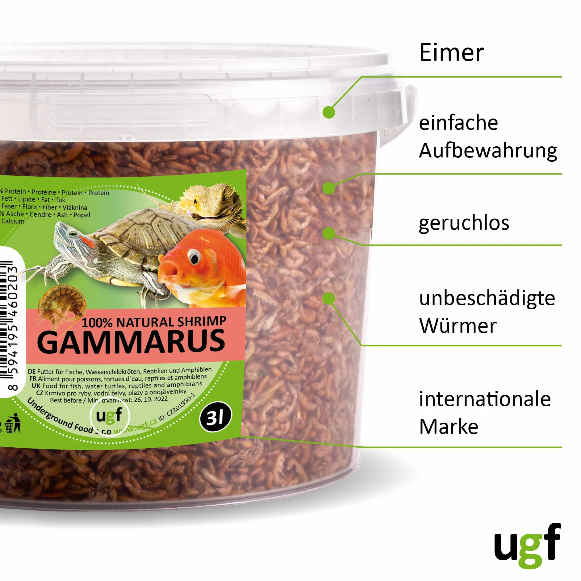 Gammarus Crevettes d'Eau Douce séchées 318 g Nourriture pour Tortues Poissons d'Aquarium