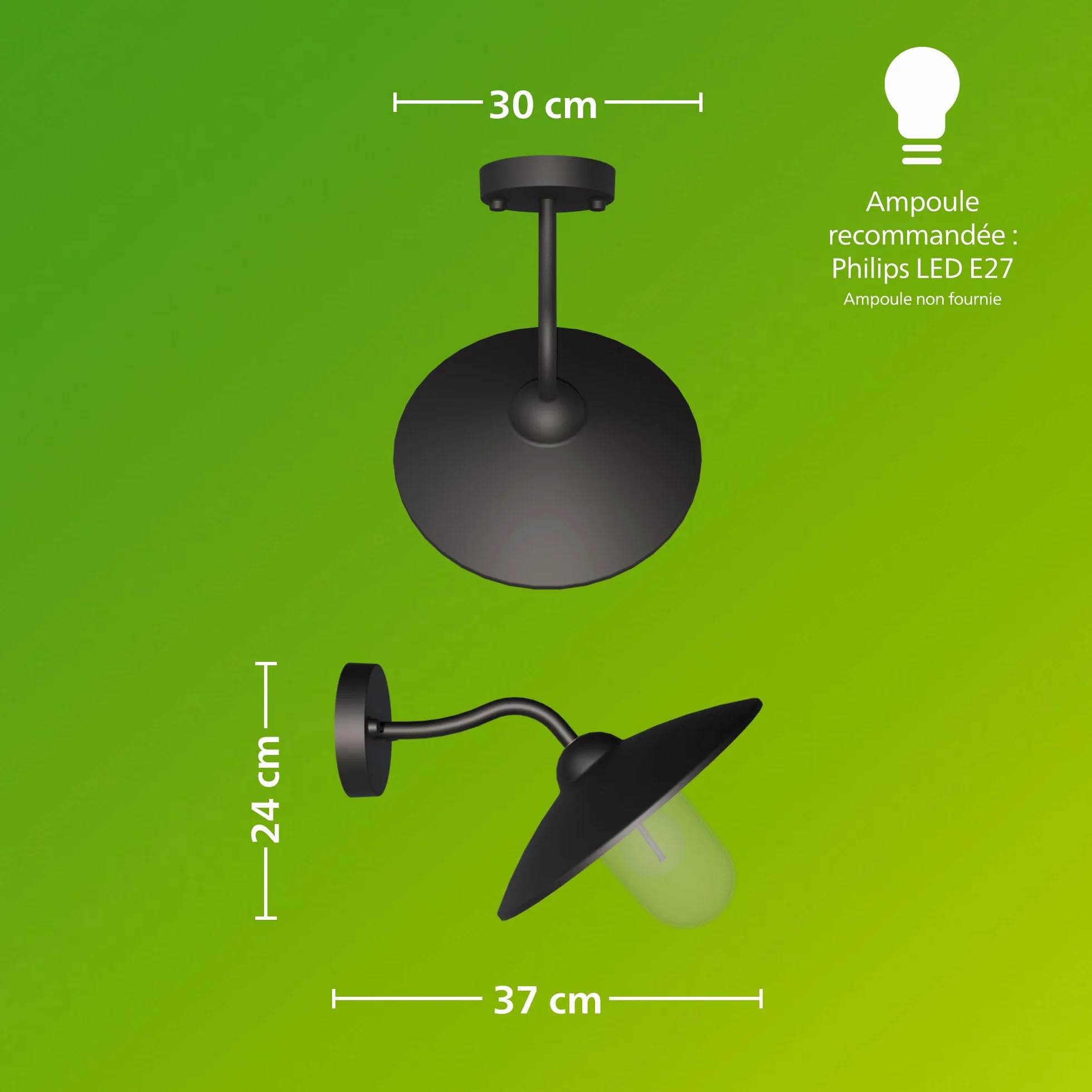 Philips Applique d'extérieur Hammock Noir Verre transparent IP44